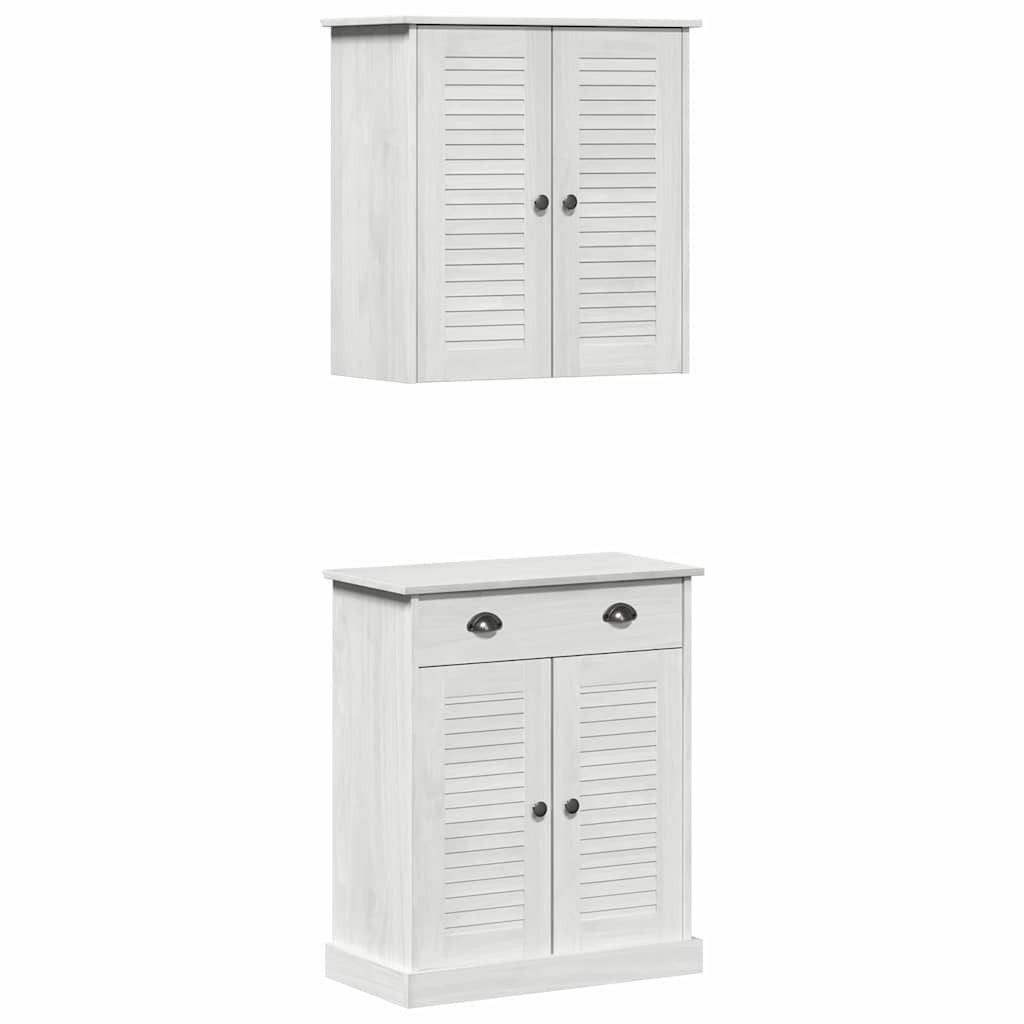vidaXL Badezimmerspiegelschrank Badezimmermöbel-Set VIGO 2 Stk. Weiß und Antikweiß (2-St)