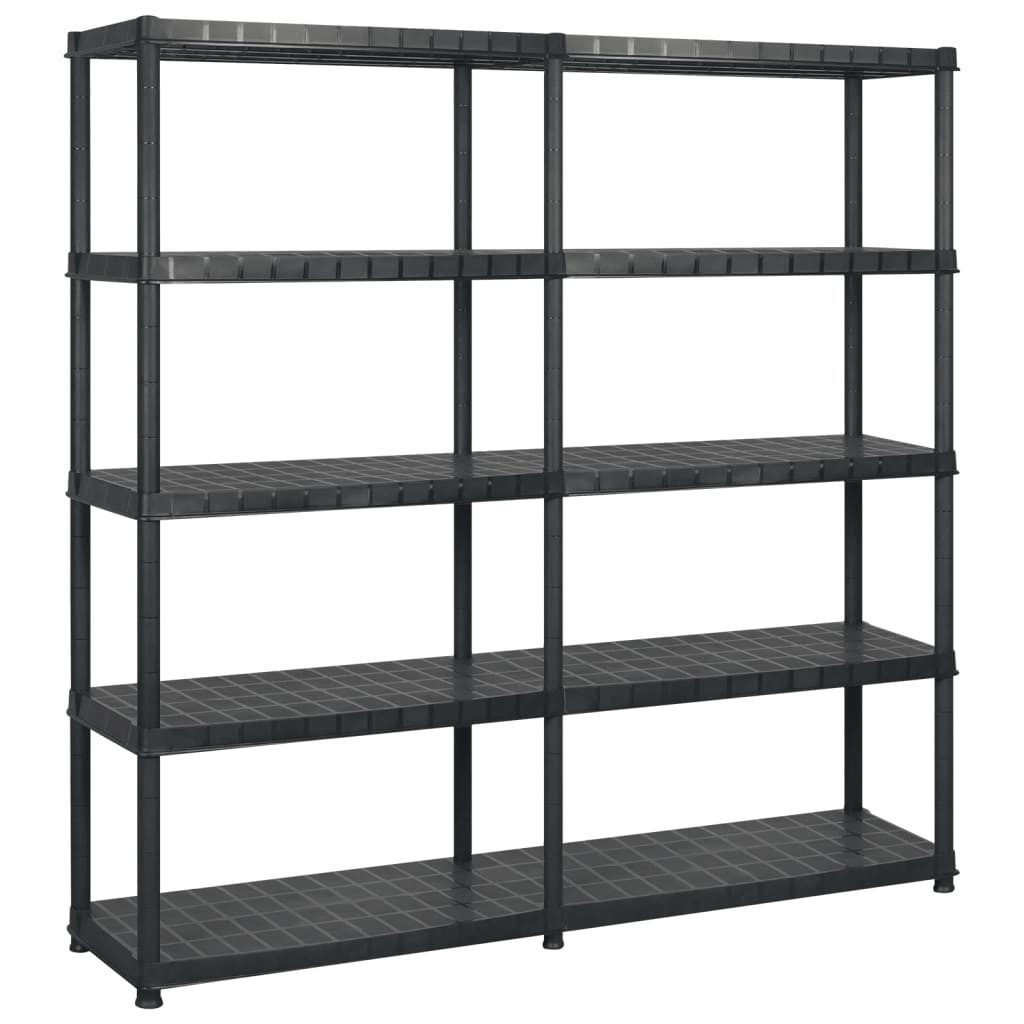 vidaXL Schwerlastregal Lagerregal mit 5 Böden Schwarz 183x45,7x185 cm Kunststoff, 1-tlg.