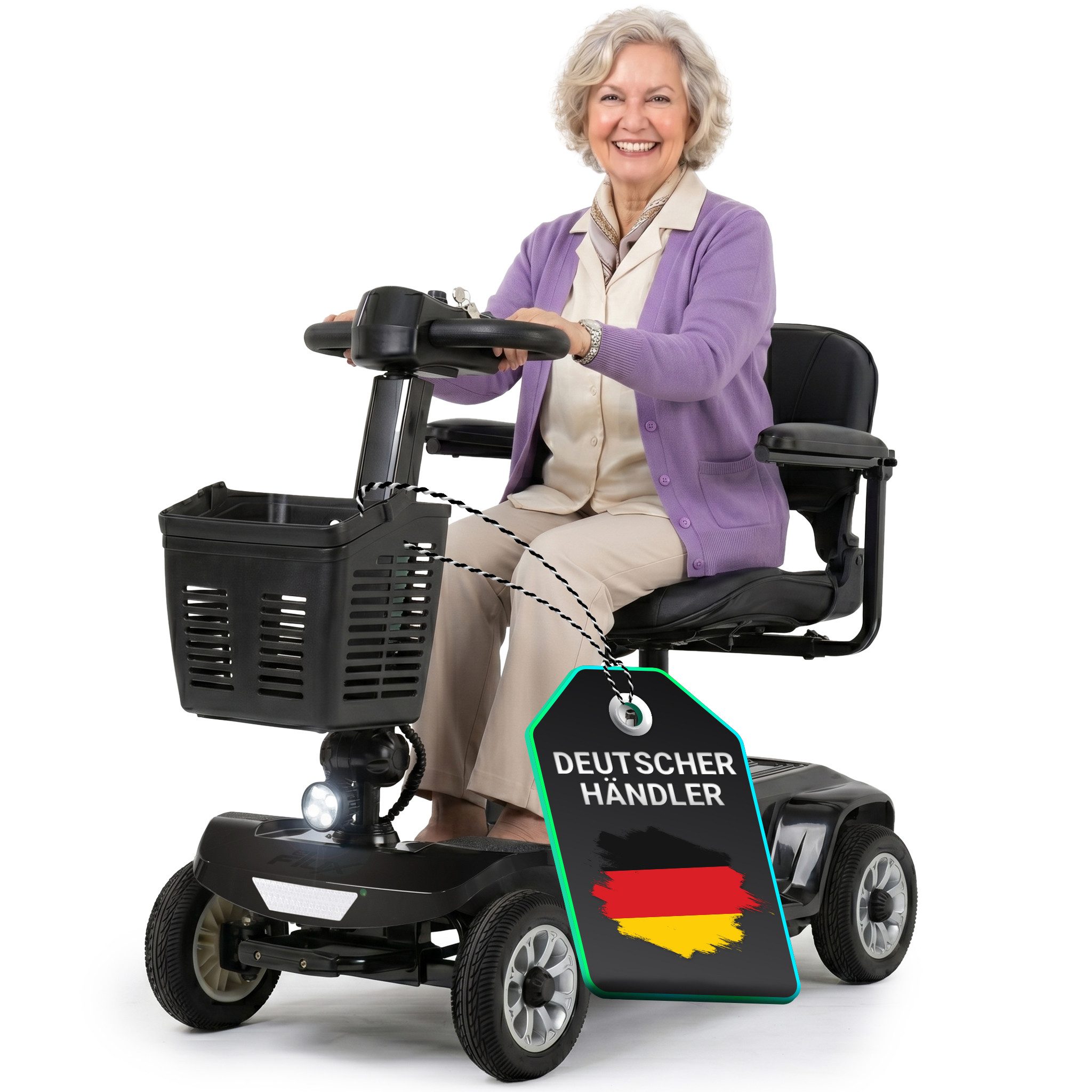 eFlux Elektromobil eFlux Mobility M1 Elektromobil Rollator, 250 W, (Senioren Elektromobil, E-Scooter Senioren, Mobilitätshilfe Senioren, Krankenfahrstuhl elektrisch, Seniorenscooter, Mobility Scooter, Elektromobil, Seniorenmobil, Elektro ScooterSenioren), Führerscheinfrei, Kein Versicherungskennzeichen, Zuladung bis 190 kg