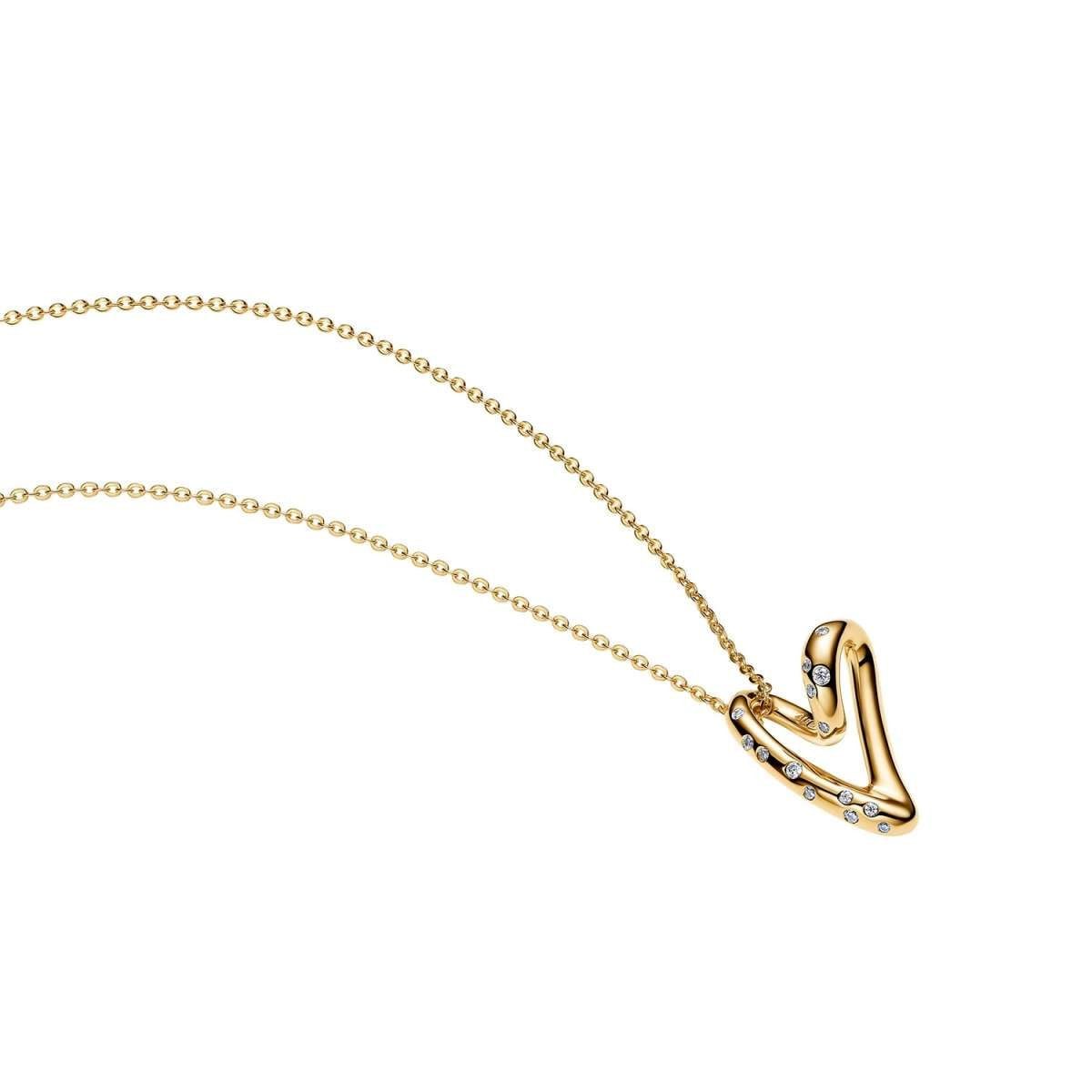 Pandora Herzkette 364669C01-60, Damenkette Herz Goldfarben mit Steinen
