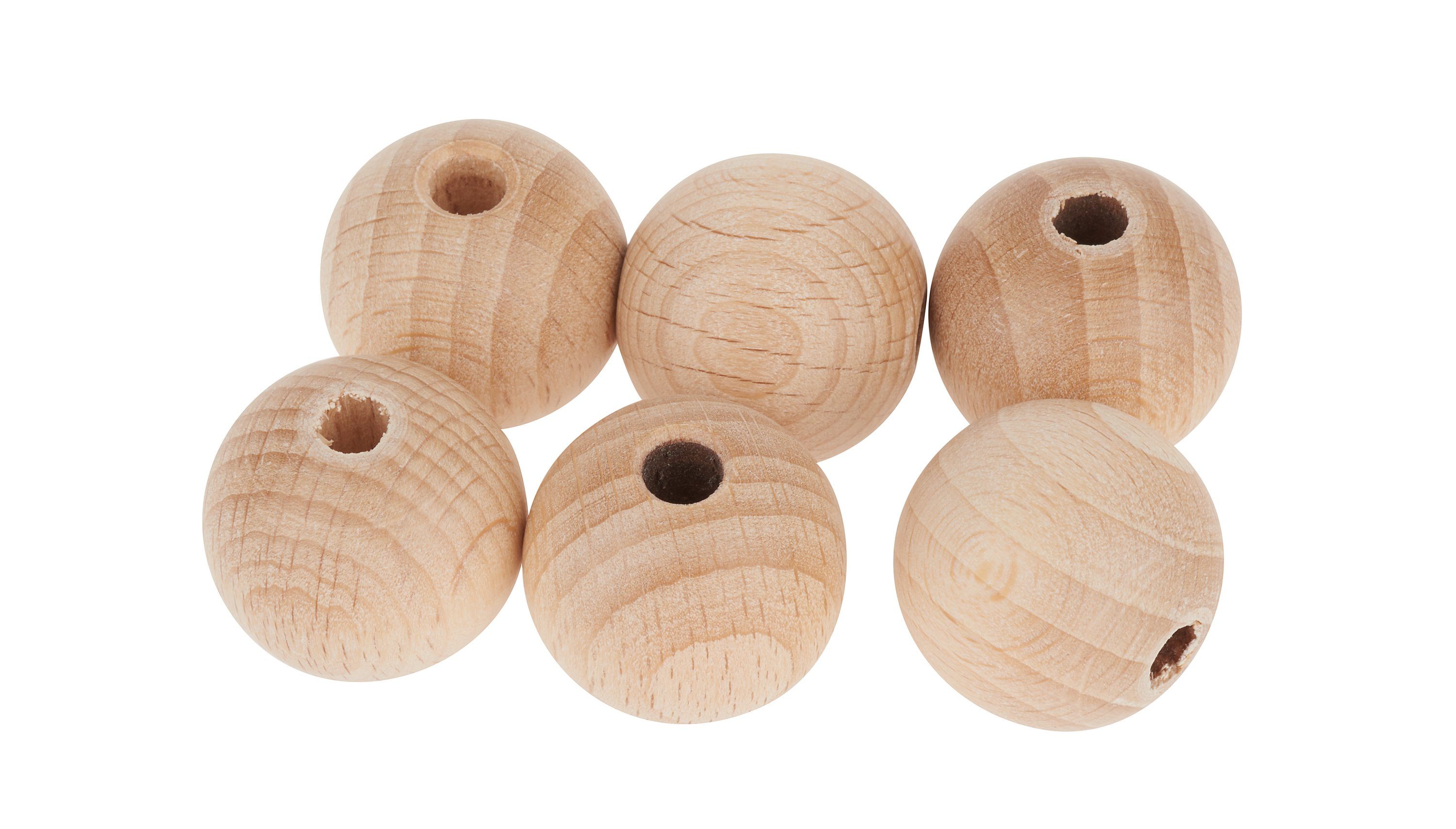 Knorr Prandell Bastelperlen Holzkugeln mit Loch, (10-tlg), poliert