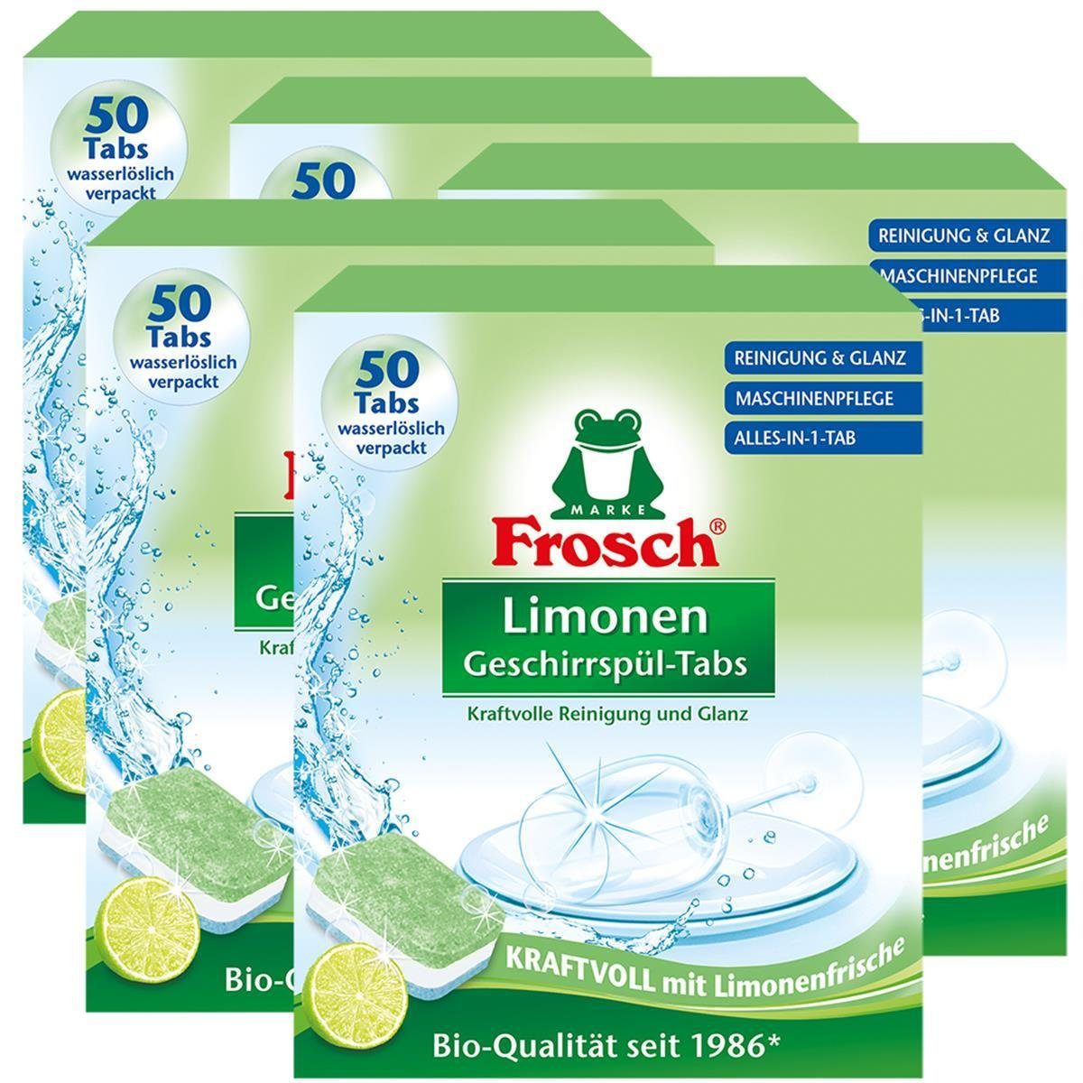 FROSCH Frosch Limonen Geschirrspül-Tabs 50 Tabs - Reinigung und Glanz (5er  Pa Geschirrspülmittel