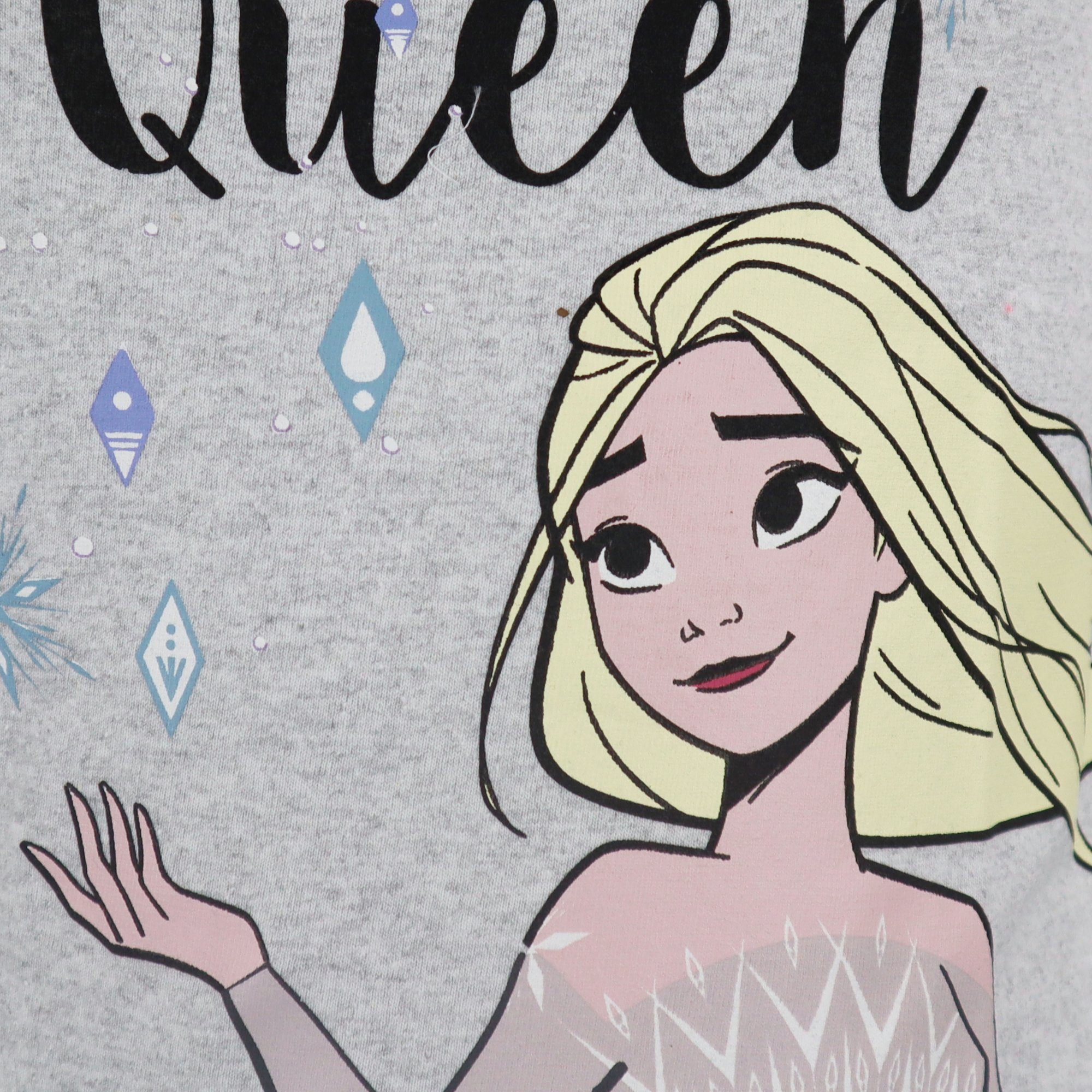 134 104 Mädchen Disney Langarmshirt Shirt Kinder Elsa Disney bis Eiskönigin Gr. Grau Die
