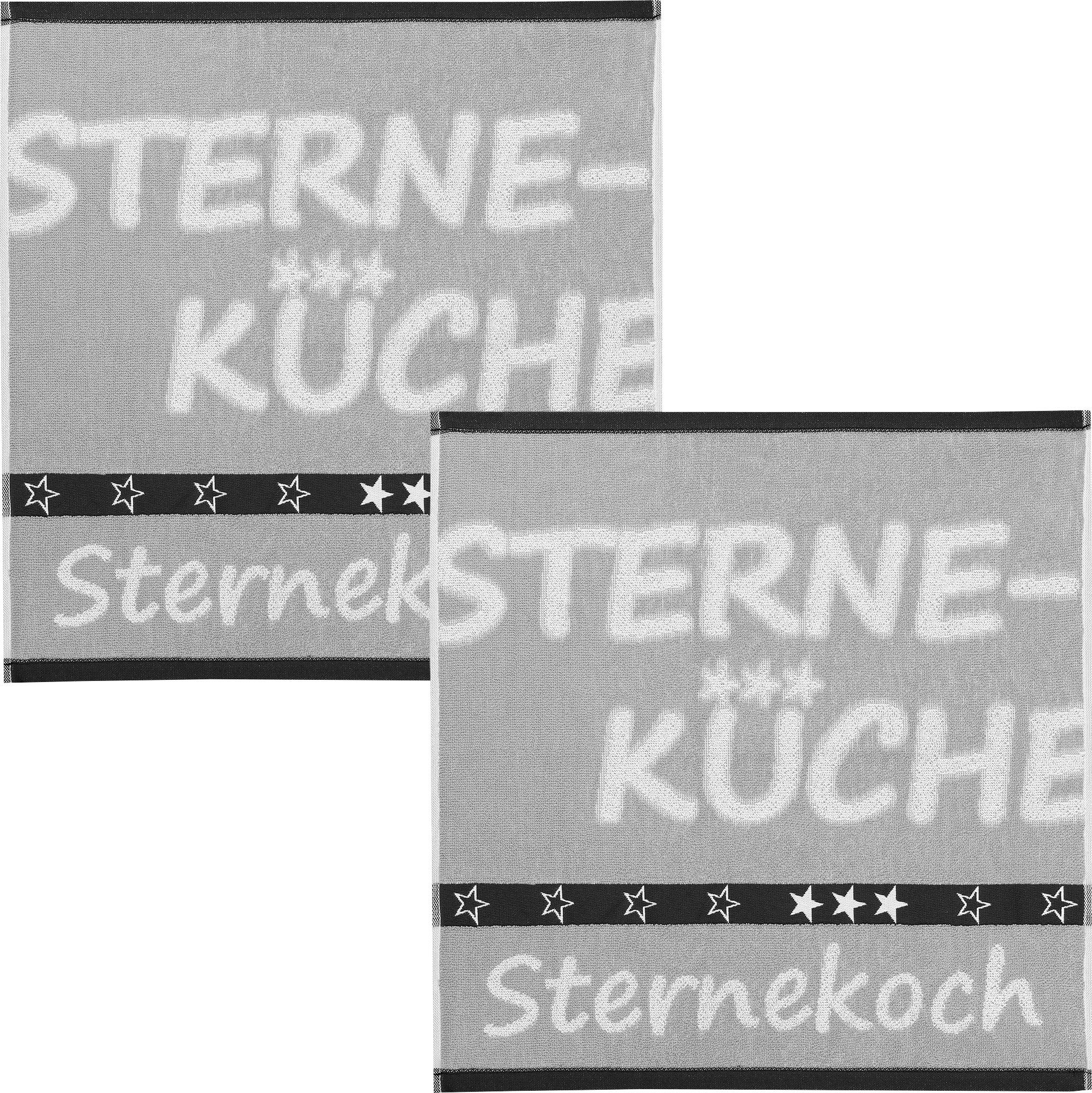 Kracht Geschirrtuch Frottier-Geschirrtuch "Sternekoch" 2er-Pack, Baumwolle Motiv