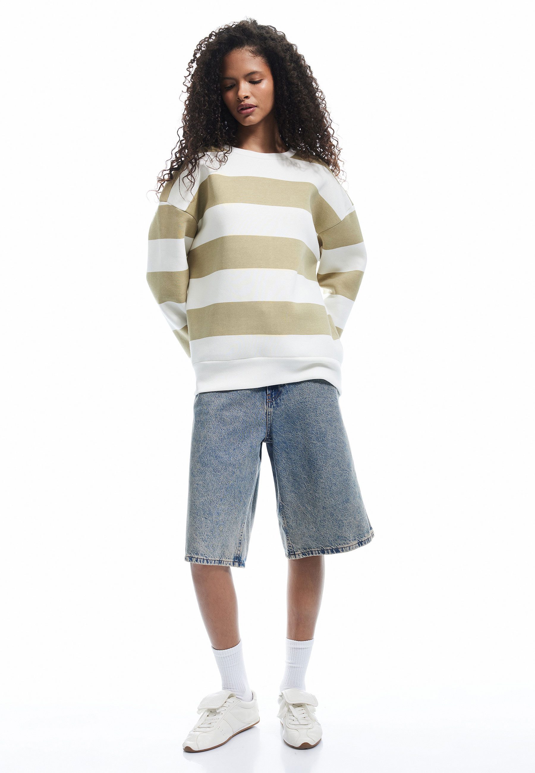 Koton Sweatshirt Rundhalsausschnitt Gestreift Sweatshirt