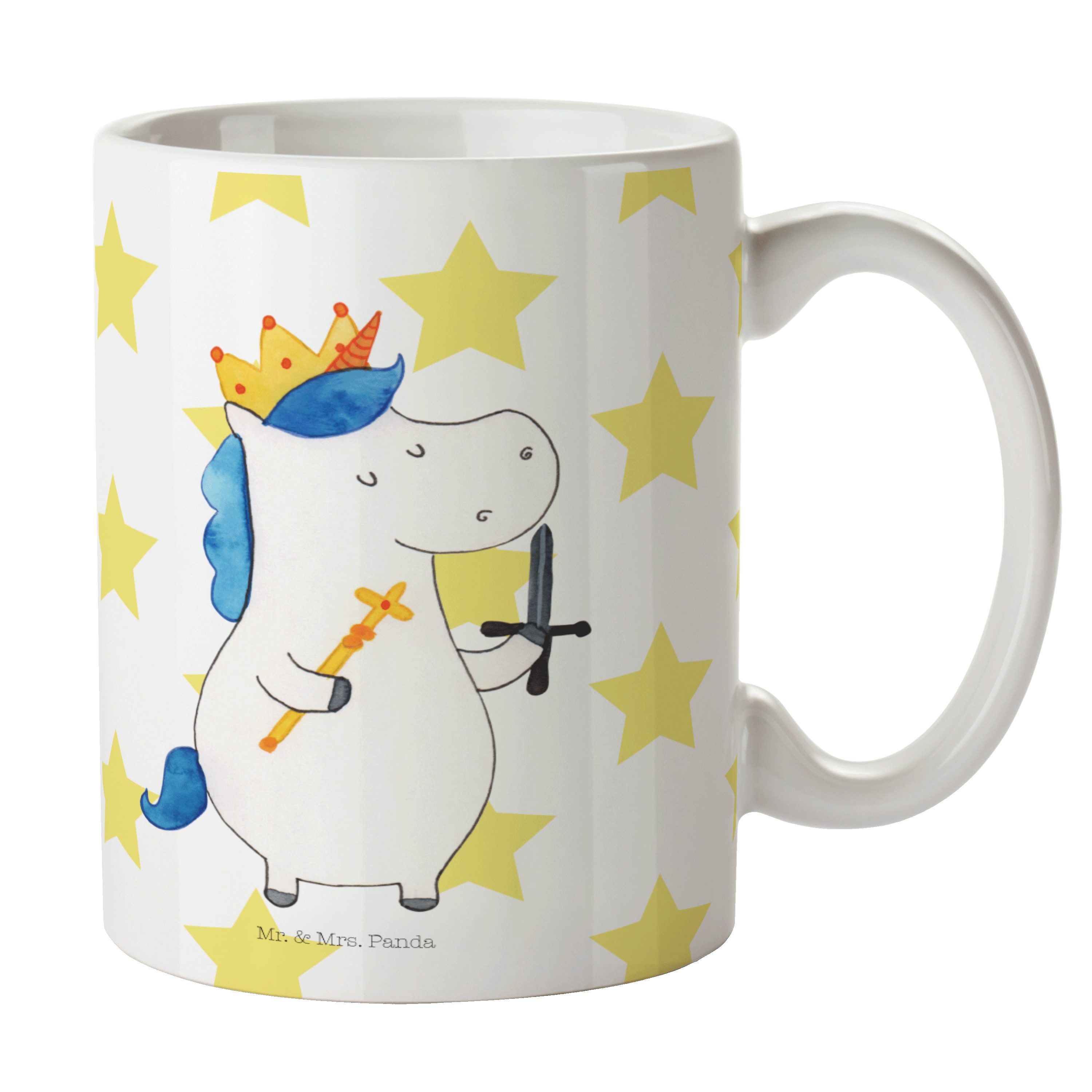 Einhorn Panda & König Mr. Pegasus, Keramik Schwert mit Teetasse, - - Porze, Tasse Mrs. Weiß Geschenk,