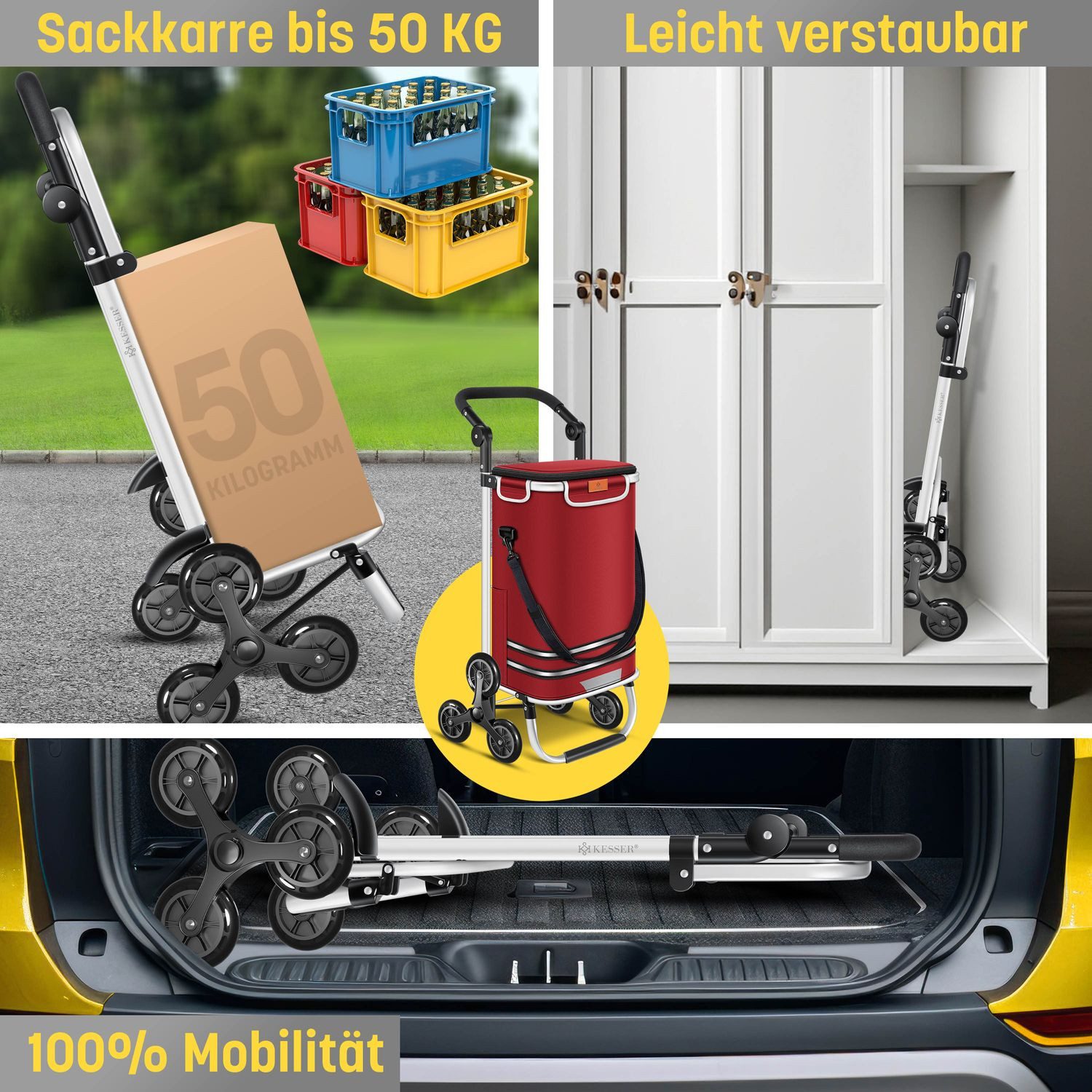 KESSER Einkaufstrolley, Einkaufstrolley mit Kühlfach ideal für Stufen belastbar bis 50kg