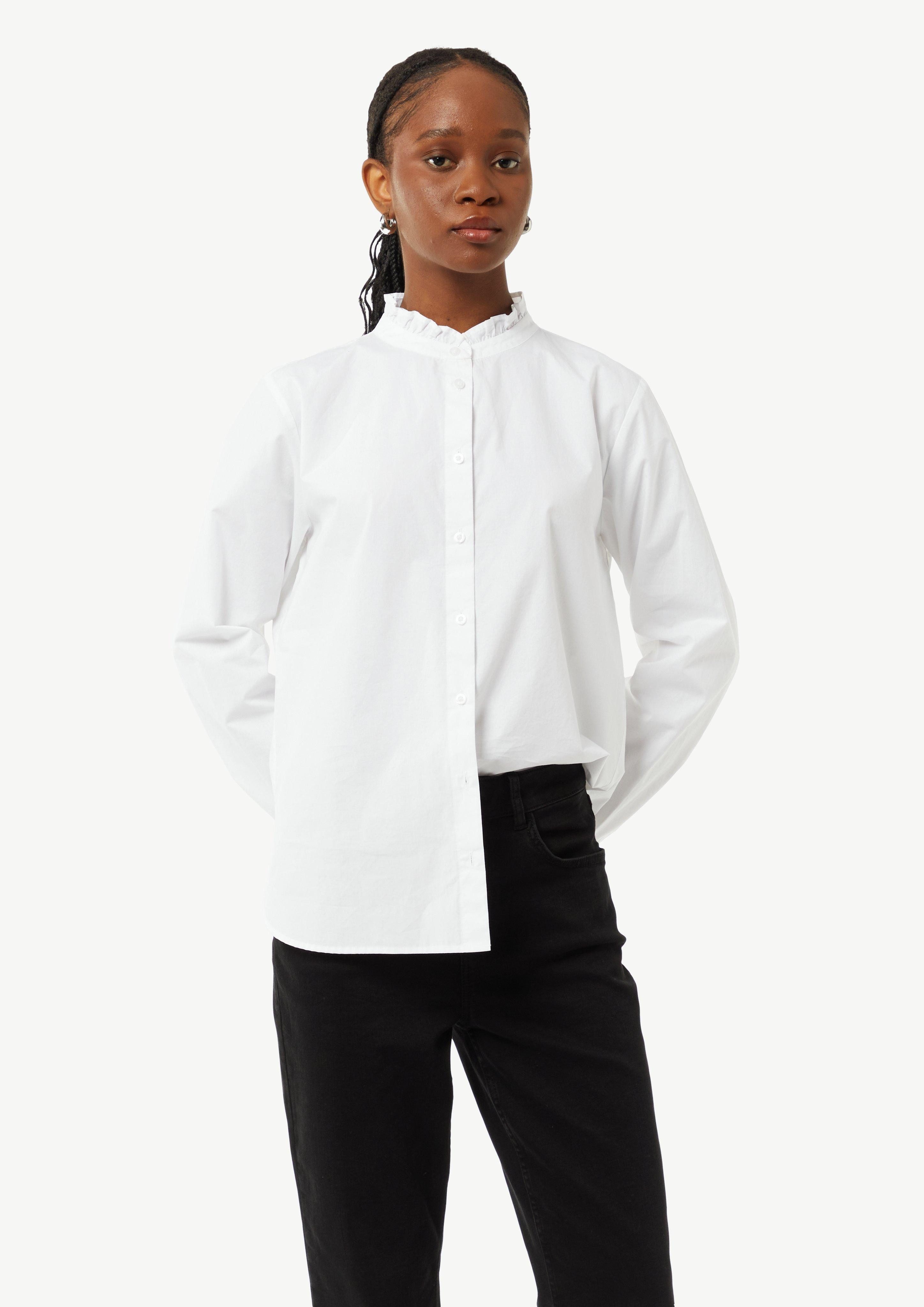 Langarmbluse Bluse aus Popeline mit Rüschen-Details