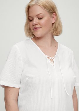 TRIANGLE Kurzarmbluse Bluse aus Seersucker Stickerei