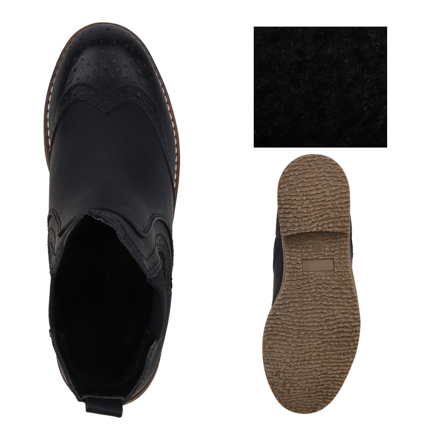 VAN HILL 818251 Chelseaboots Damen Stiefeletten Chelsea Boots Leicht Gefütterte Freizeitschuhe