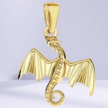 Goldene Hufeisen Kettenanhänger Drache Anhänger für Halsketten 925 Sterling-Silber vergoldet, Drachen-Schmuck für Armbänder oder Kettenanhänger