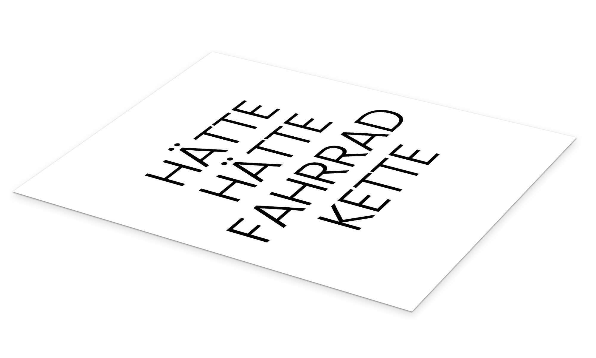 Posterlounge Wandbild Hätte hätte Fahrradkette, Typobox, erhältlich als Poster, Leinwandbild, Wandsticker oder Acrylglasbild