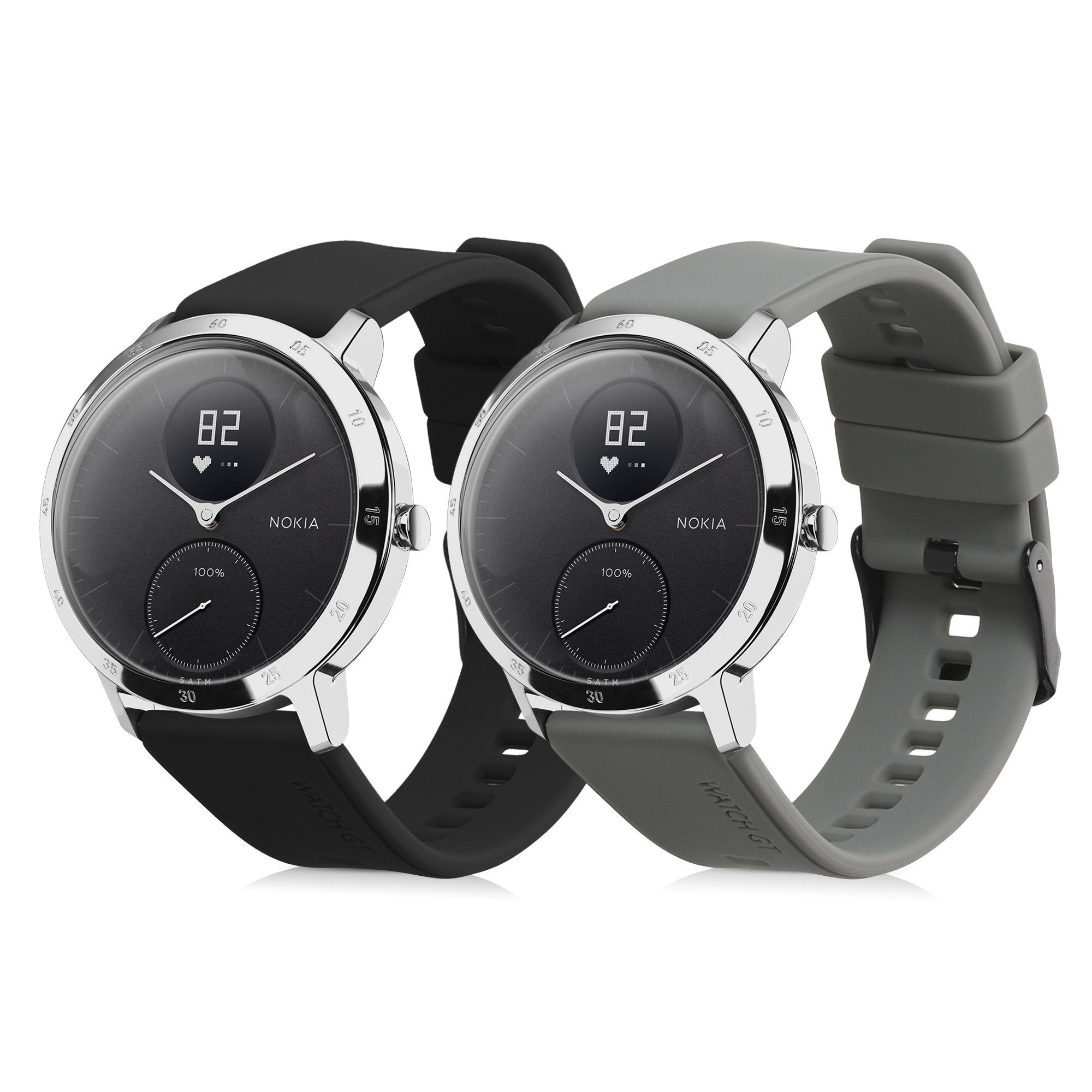 kwmobile 2x Uhrenarmband für Withings ScanWatch 42mm/Steel HR 40mm Armband Smartwatch, 2-tlg., Fitnesstracker Band Set aus TPU Silikon - Ersatzarmband Smartwatch