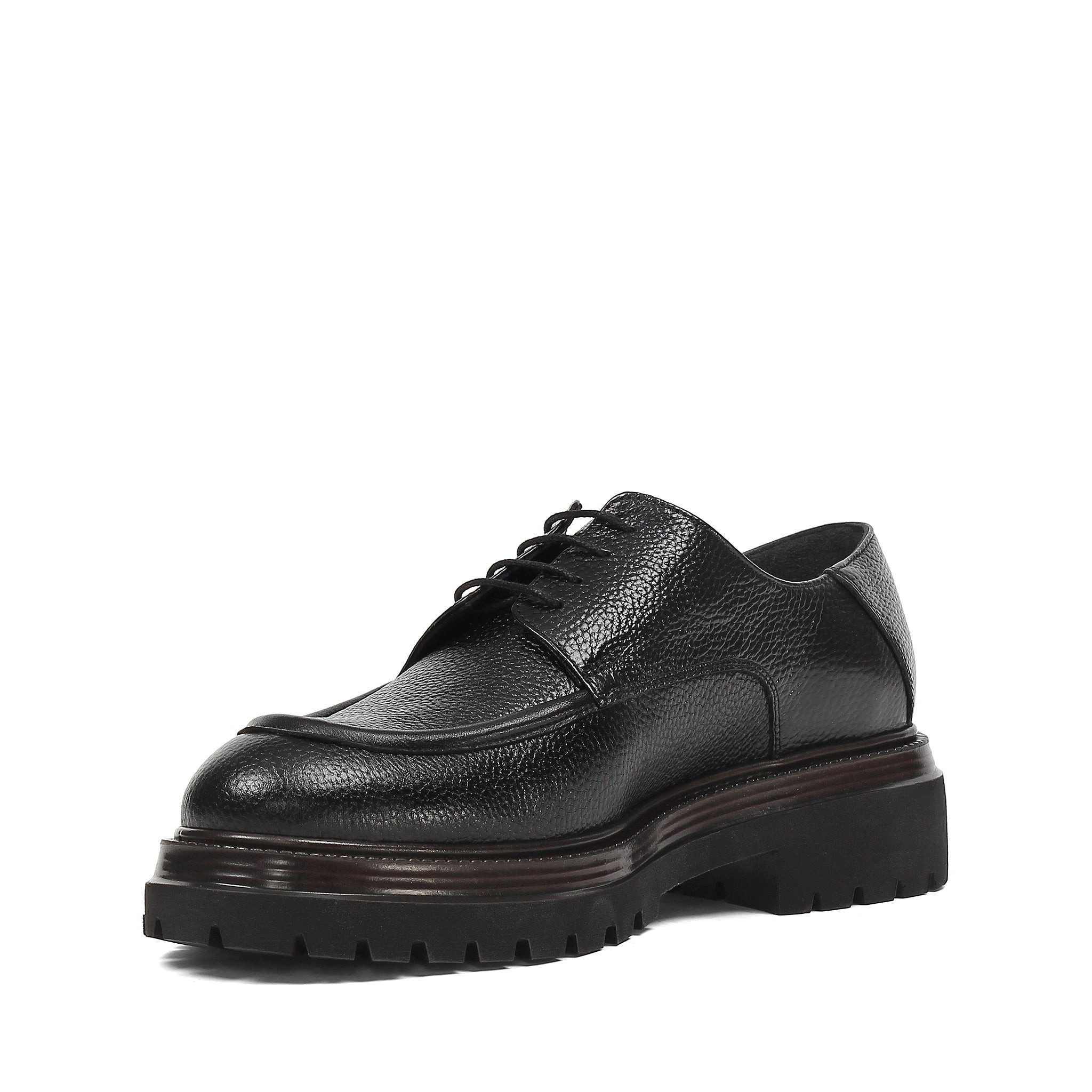 Celal Gültekin Plateau Schnürschuh Profilsohle Apron-Naht Herren Schnürschuh Narbenleder, Echtleder-Futter & Decksohle, Schwarz, 40 – Bild 4 von 5