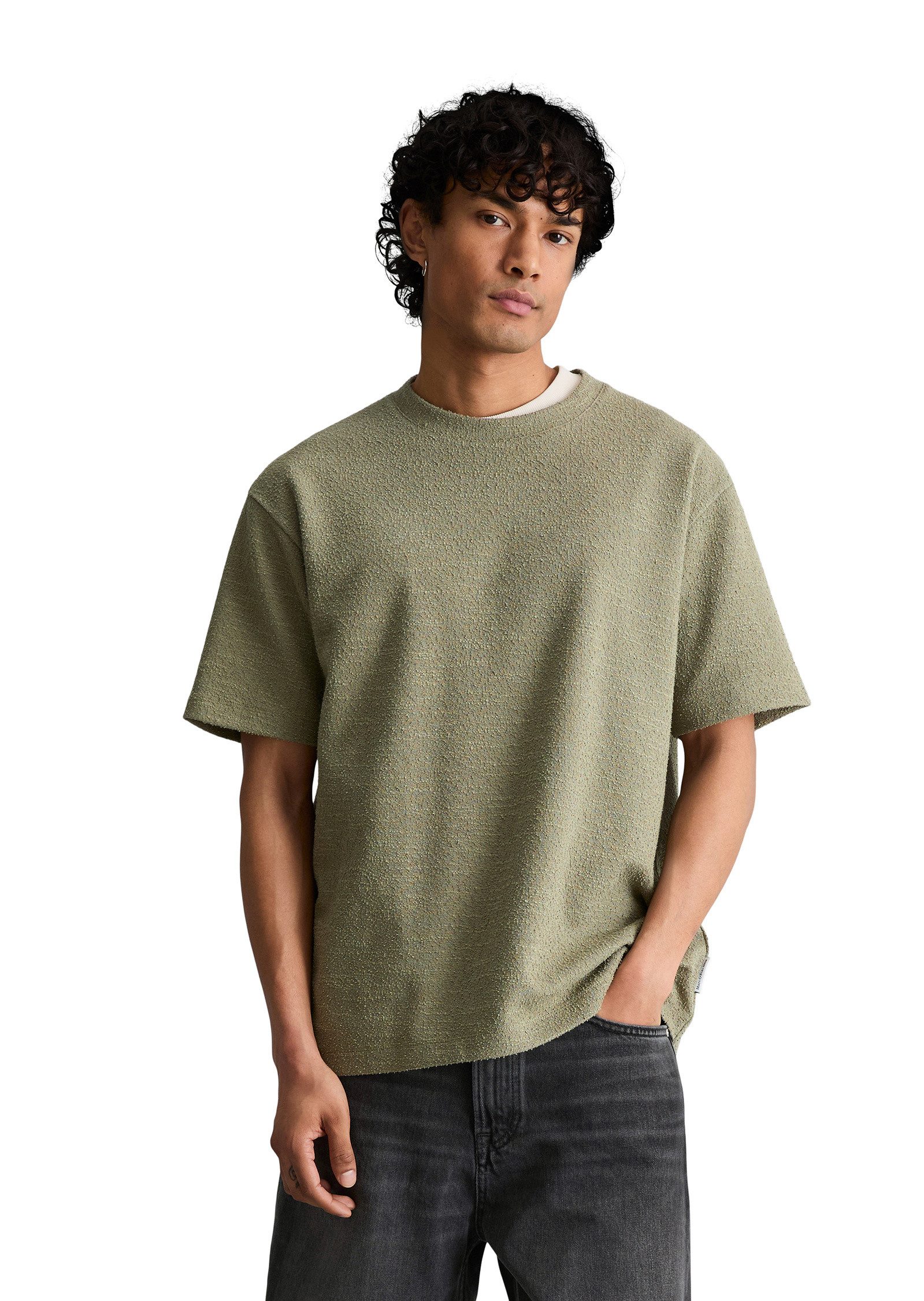 Marc O'Polo DENIM T-Shirt mit feiner Bouclé-Struktur
