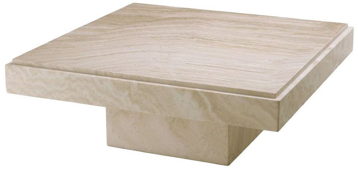 cm Quadratischer Naturstein Wohnzimmertisch Luxus Beige - 83 x Couchtisch 83 - Padrino Couchtisch H. 32 Casa x Luxus Möbel