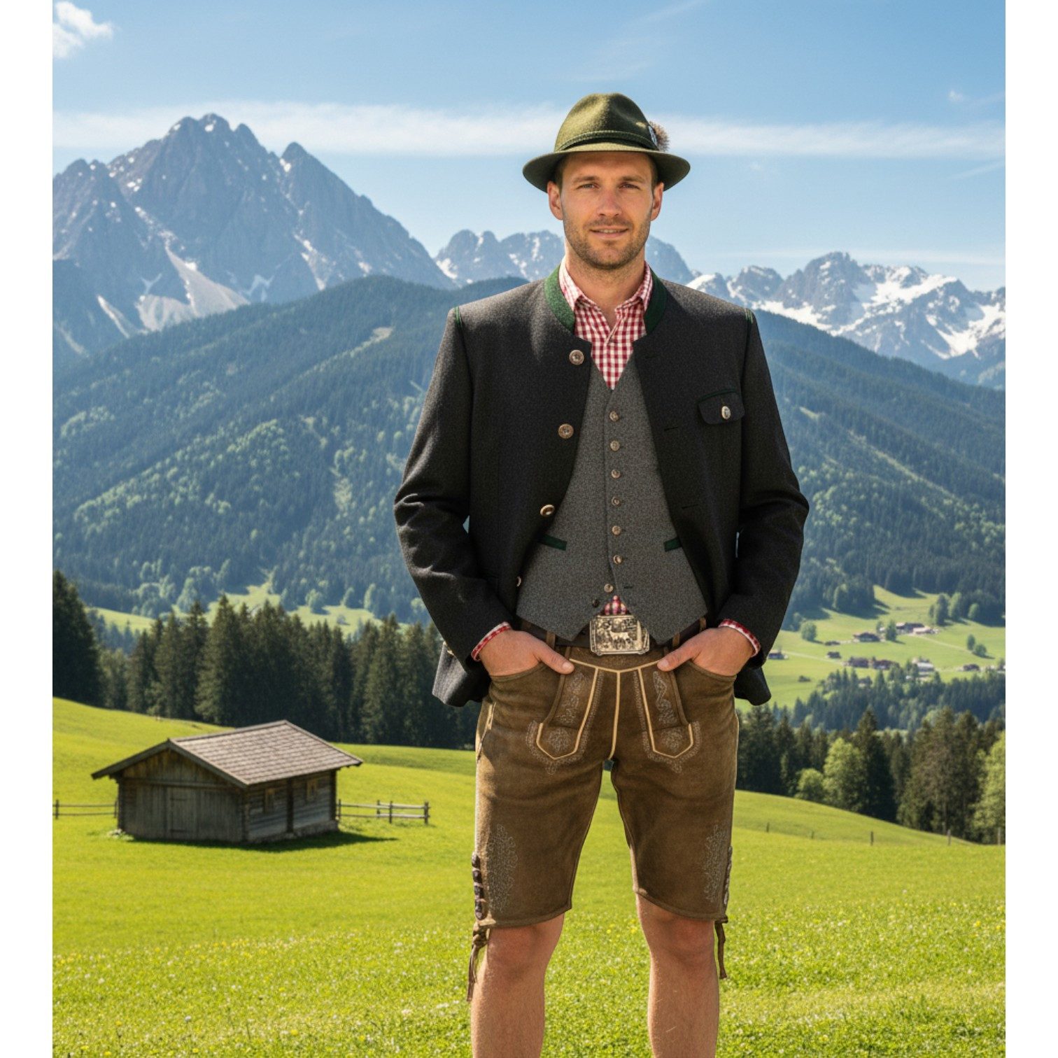 FRONHOFER Ledergürtel Herren Trachten breit (1-St) Hirsch-Schnalle, für Lederhose