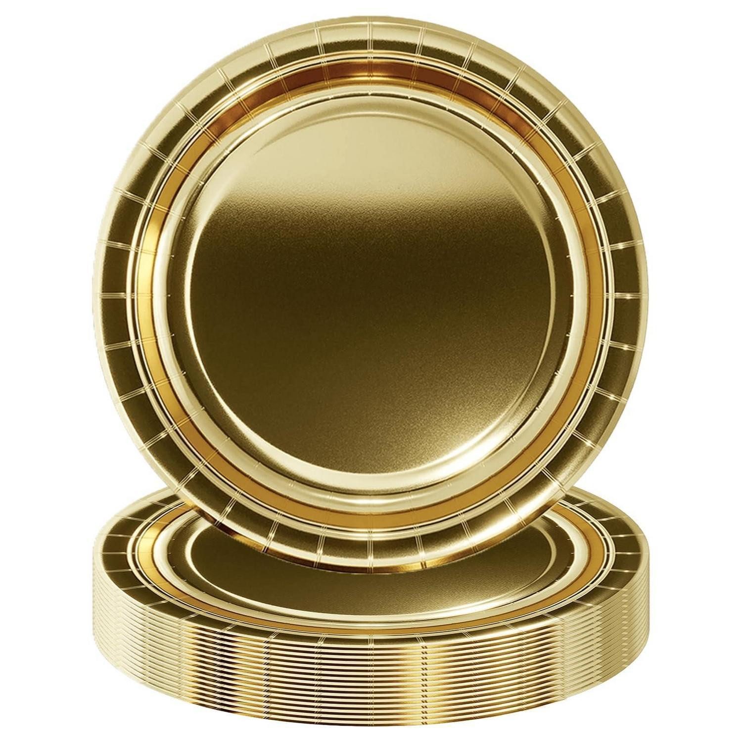 LuxusKollektion Einwegteller Pappteller Gold Ø 23cm 16 Stück, (16 St)