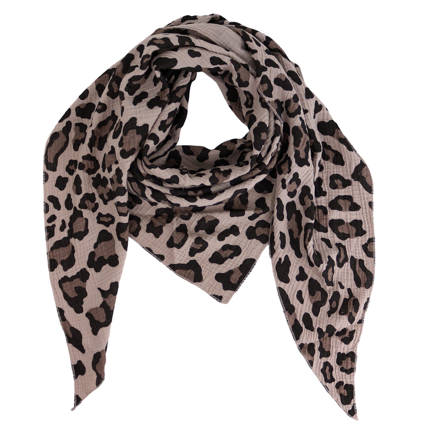 MIRROSI Dreieckstuch Aus Musellin Dreiecksschal ca.195x80 cm, Made in Italy, (leicht, ideal für das ganze Jahr, 100% Baumwolle), in tollen Farben (Leo Muster)