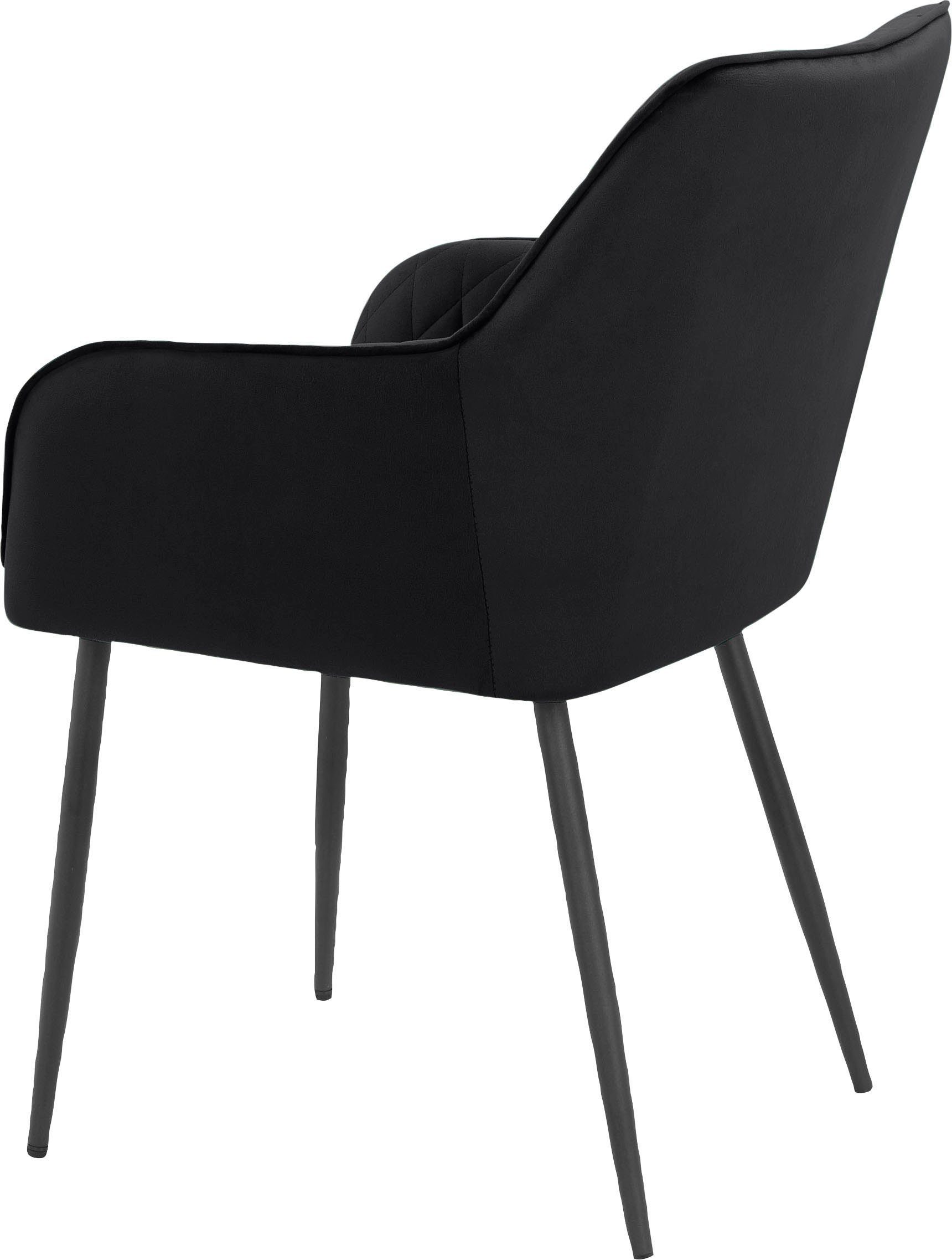 50cm Leonique (2 schwarz Steppung, Armlehnstuhl Sitz Velourstoff mit und Montmerle St), Sitzhöhe in Rücken gepolstert,
