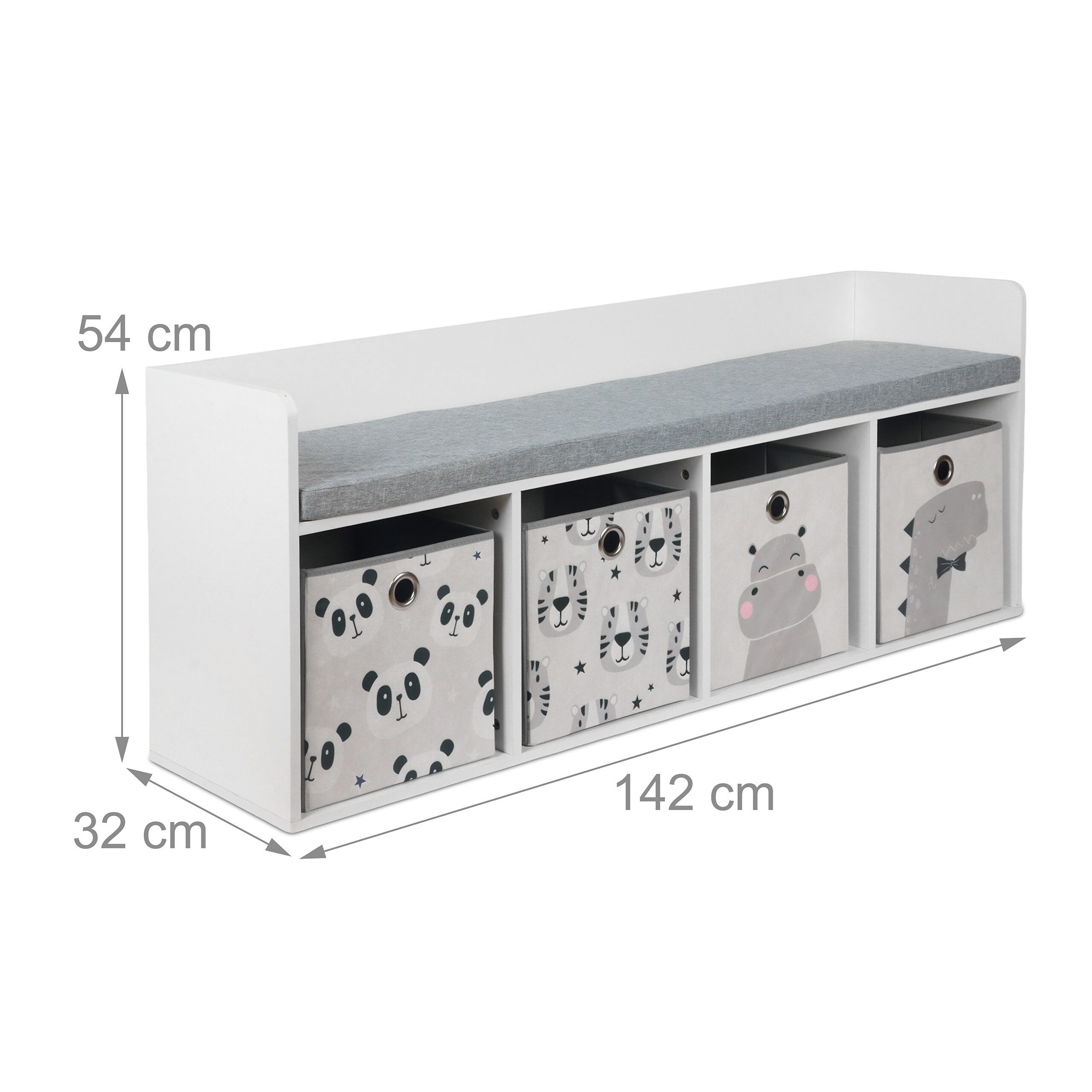 relaxdays Truhenbank Kinderbank mit 4 Boxen (5-St) – Bild 4 von 5