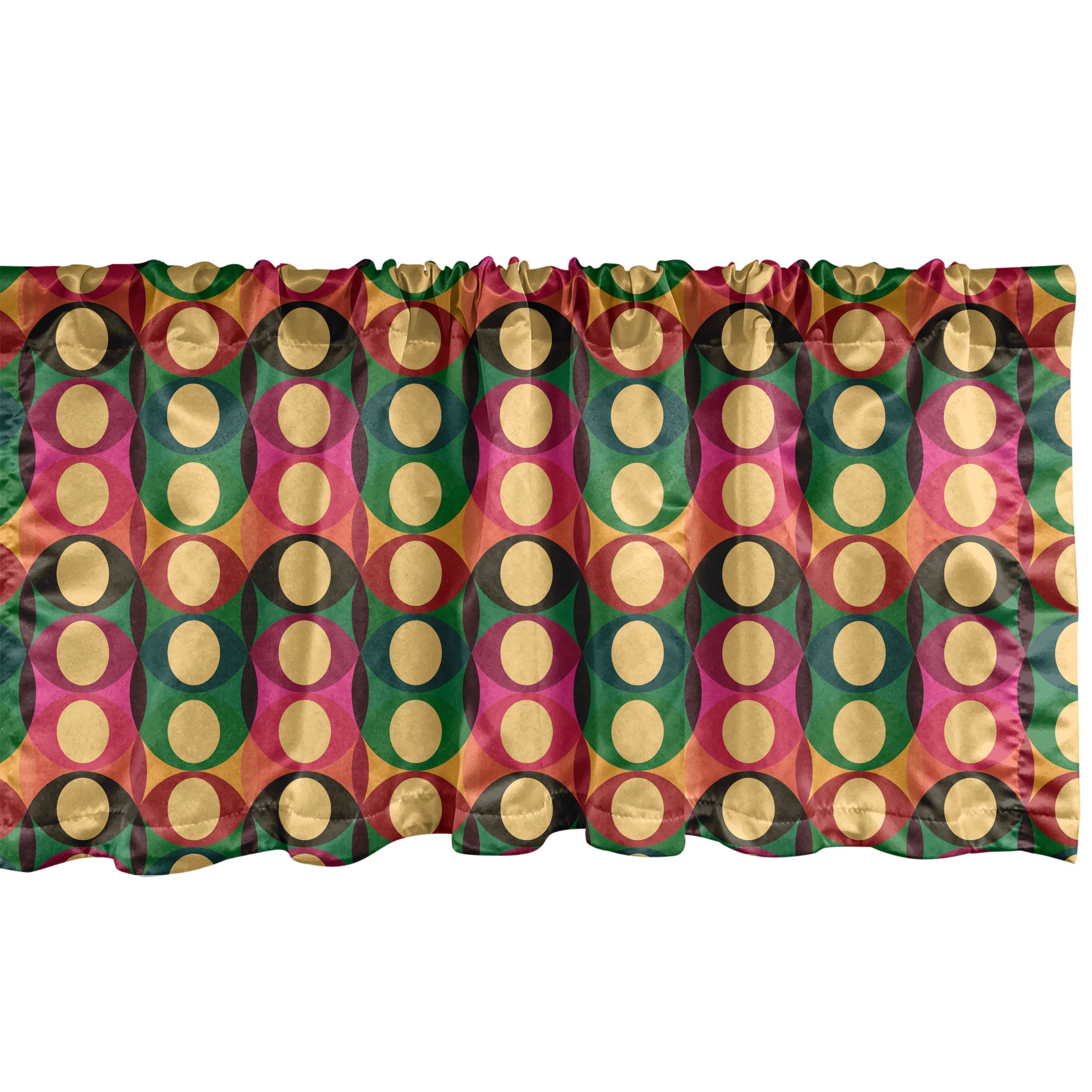Scheibengardine Vorhang Volant für Küche Schlafzimmer Dekor mit Stangentasche, Abakuhaus, Microfaser, Retro Pop-Art Geometrische Pastell