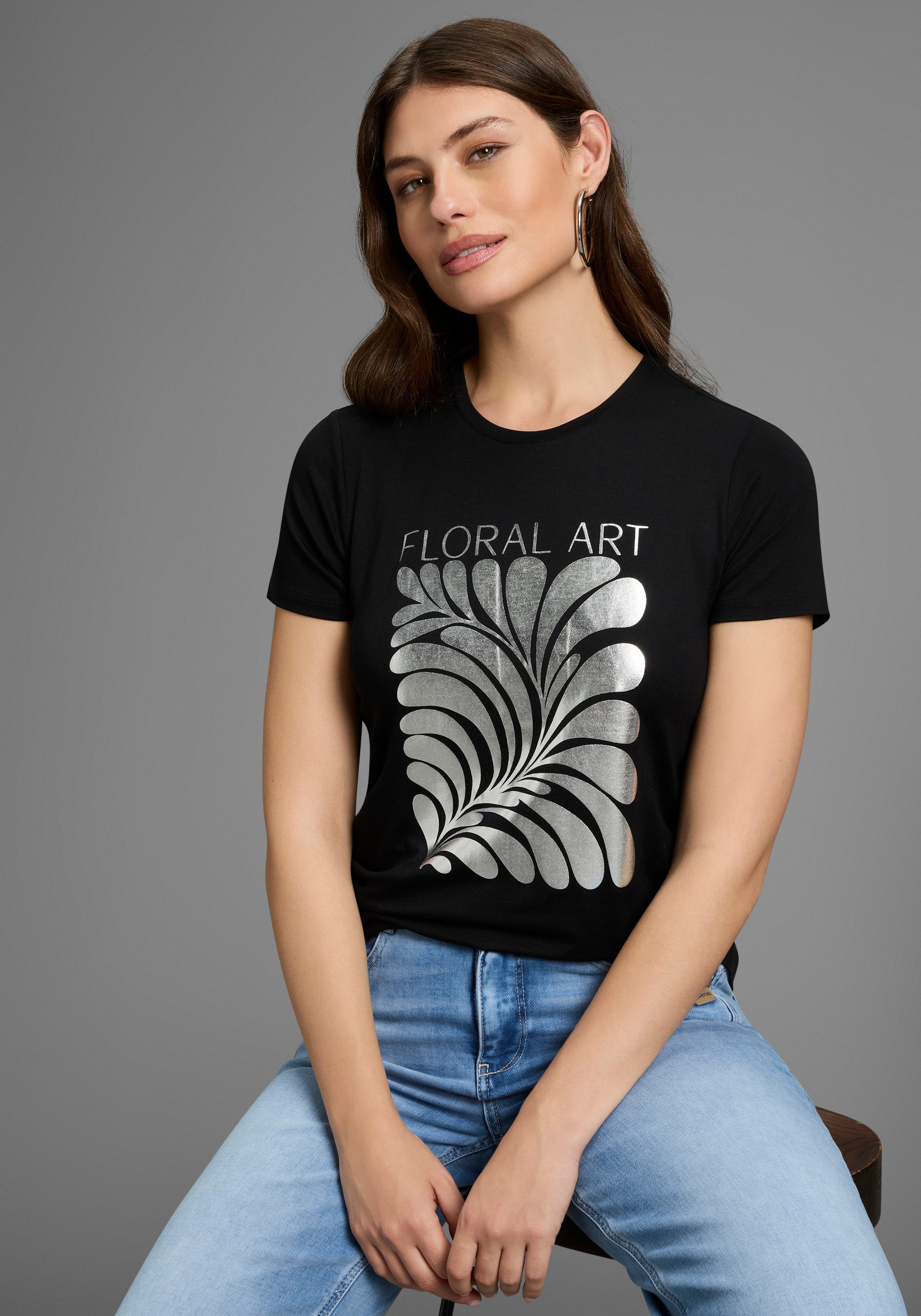 Laura Scott T-Shirt mit Folien-Print - NEUE KOLLEKTION günstig online kaufen