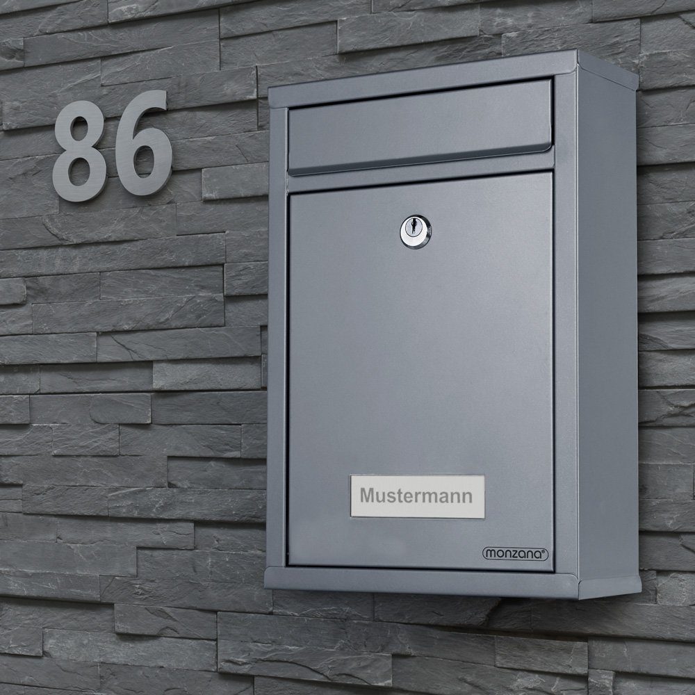 monzana Wandbriefkasten, Silber inkl. 2 Schlüssel günstig online kaufen