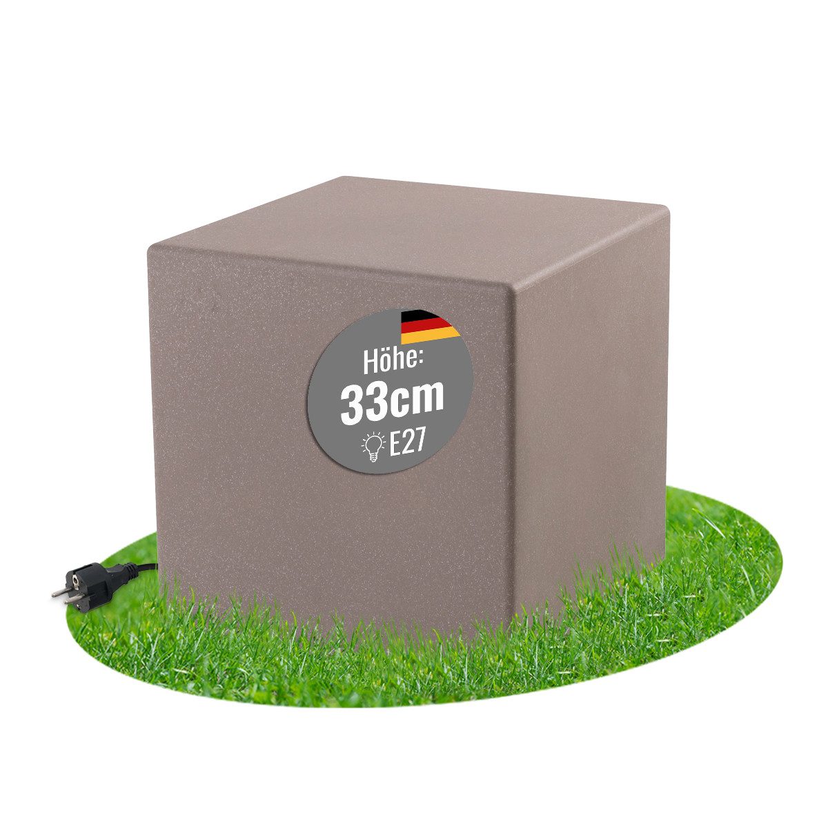 8 seasons design LED Würfel Shining Cube, LED WW, LED wechselbar, Warmweiß, 33 cm taupe für In- und Outdoor