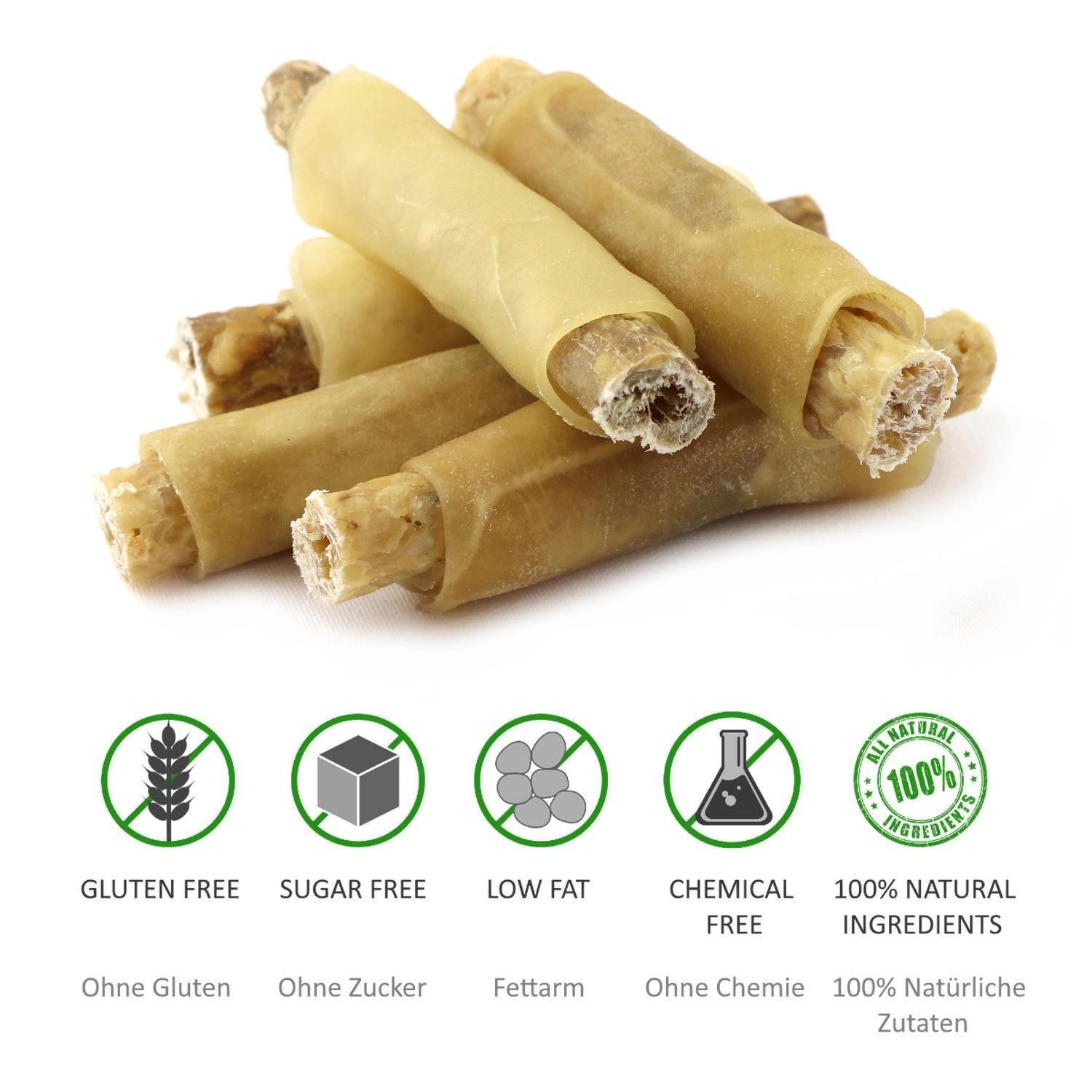 DOGBOSS DOGBOSS 100% Natur gefüllte Kaurollen, hergestellt in EU 5er Set Lamm 13 cm, Snack für: Hunde