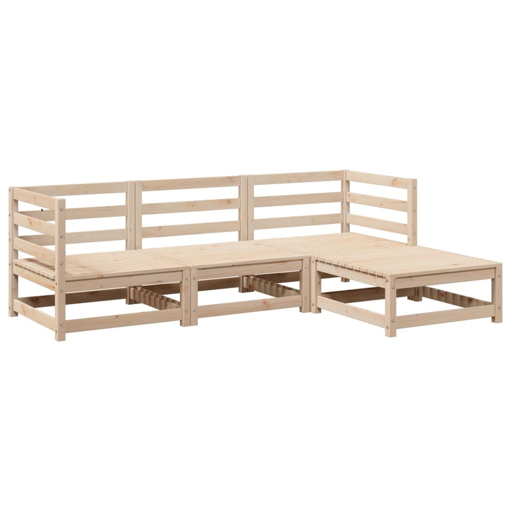 vidaXL Gartenlounge-Set 4-tlg. Garten-Sofagarnitur Massivholz Kiefer, (1-tlg)