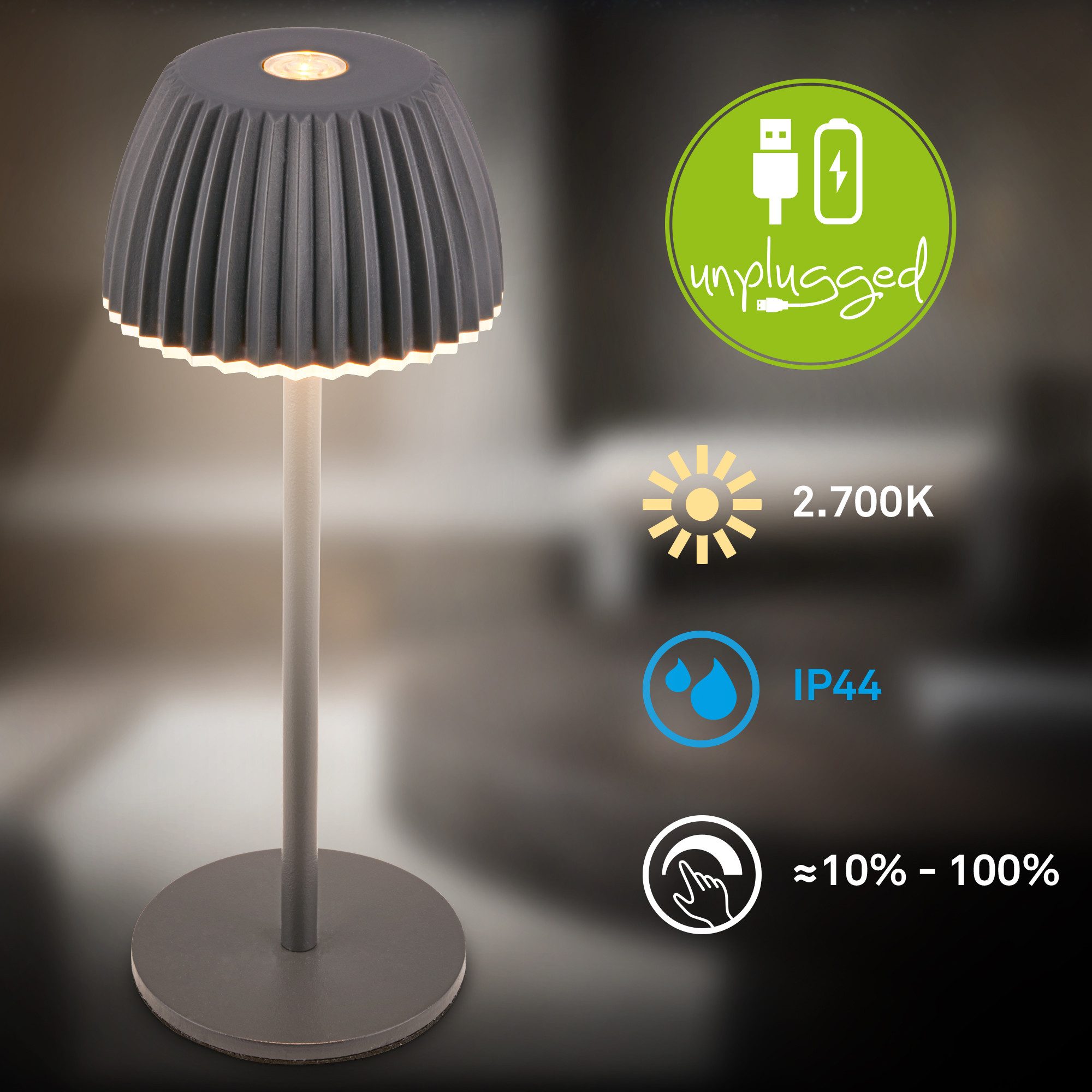 Briloner Leuchten LED Tischleuchte Riffle Tischlampe günstig online kaufen