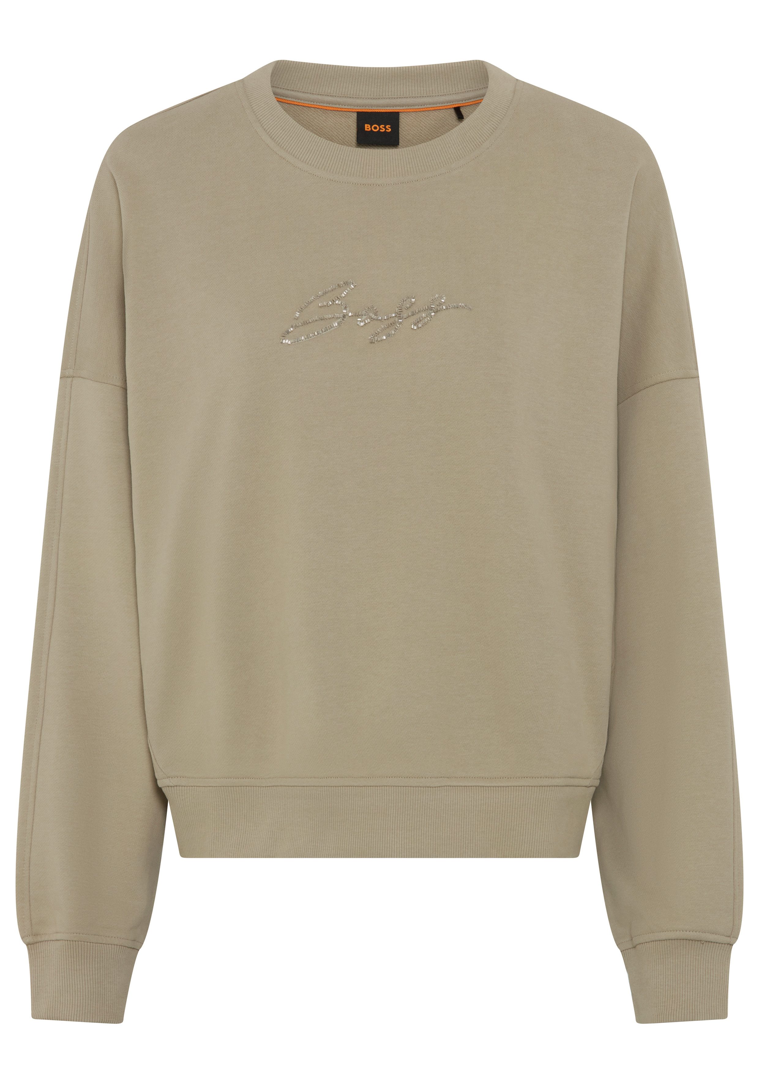 BOSS ORANGE Sweatshirt Ever Premium Damenmode mit Logoschriftzug, Oversize Fit