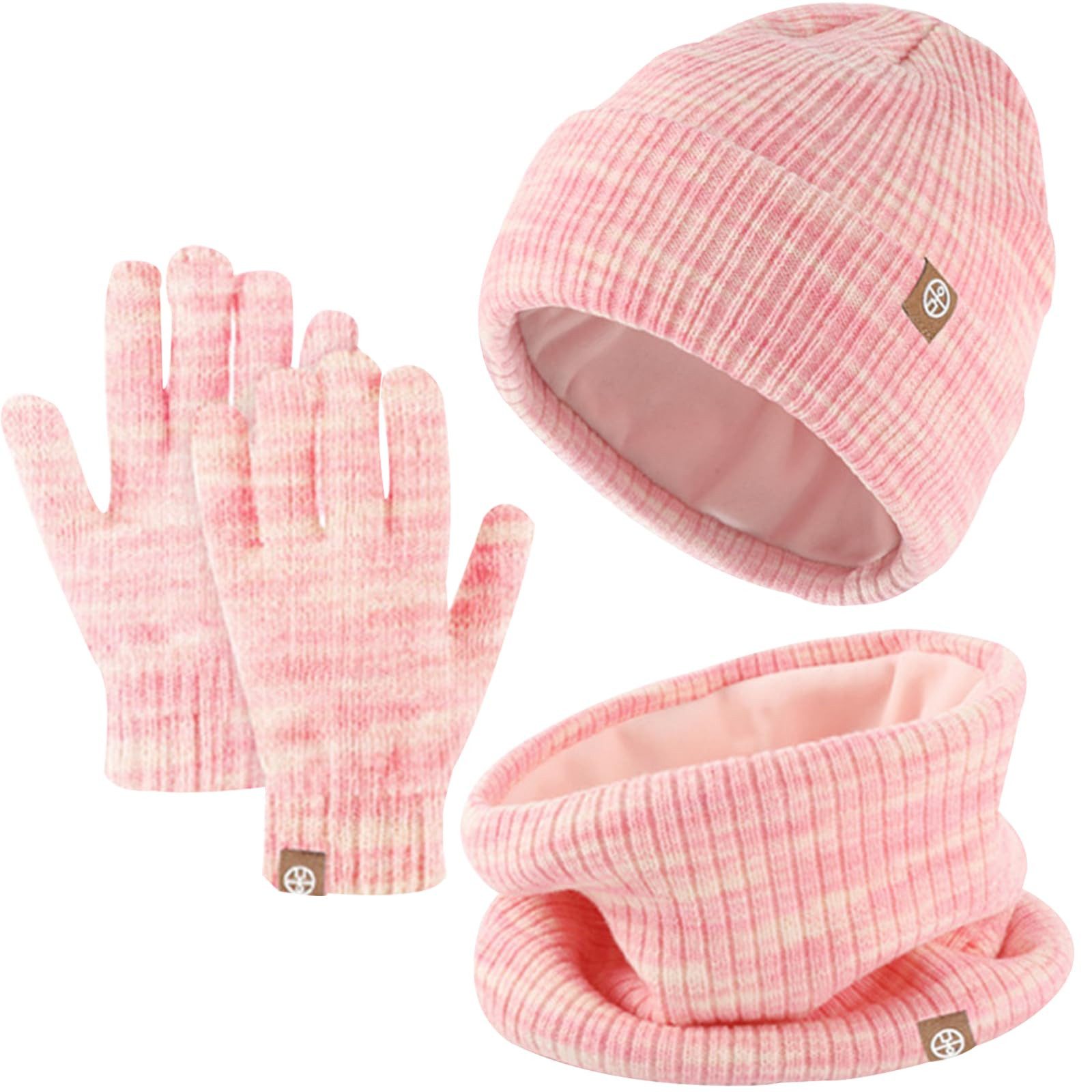 nsihing Strickmütze Kinder Wintermütze Schal Handschuhe Set, 3-teilig mit Touchscreen Warme Unisex Winteraccessoires für Outdoor, Skifahren & Freizeit