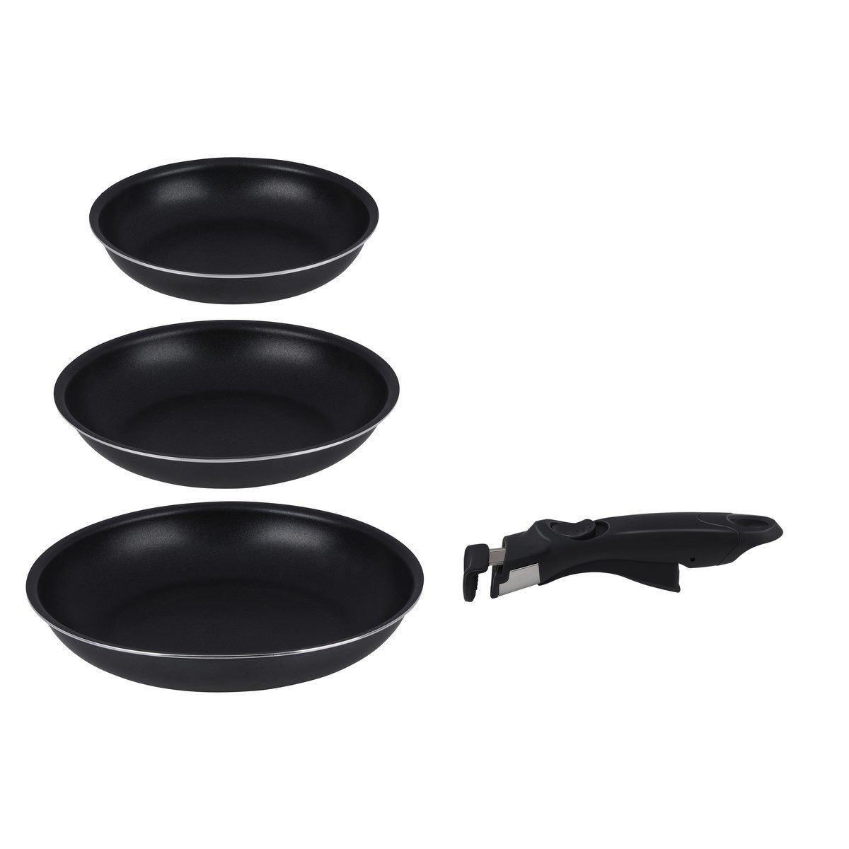 Alpina Grillpfanne alpina Bratpfanne 3 Stück mit abnehmbarem Griff D20/24/28