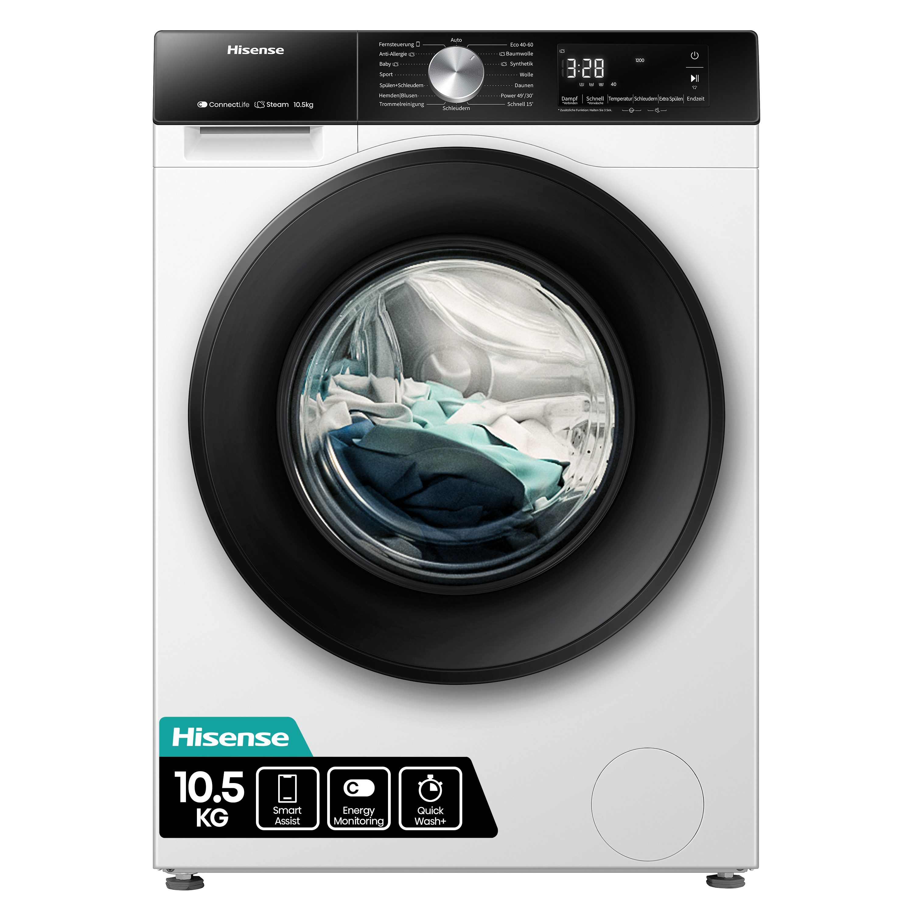 Hisense Waschmaschine 3S Serie WF3S1043BW3, 10 kg, 1400 U/min, Wifi-ConnectLife