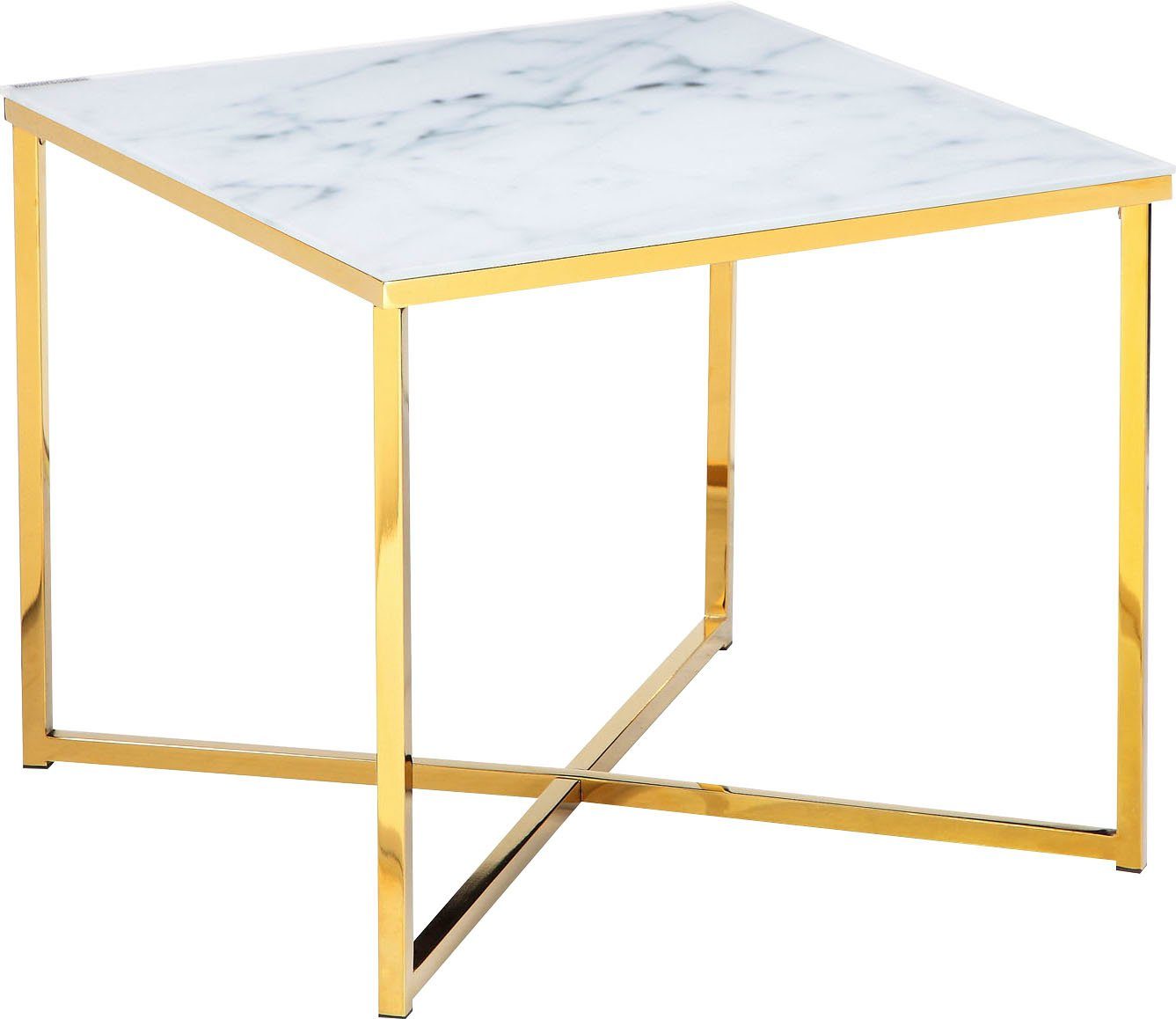 Gold | Tischplatte | SalesFever Weiß Marmoroptik in Weiß/Gold Beistelltisch,