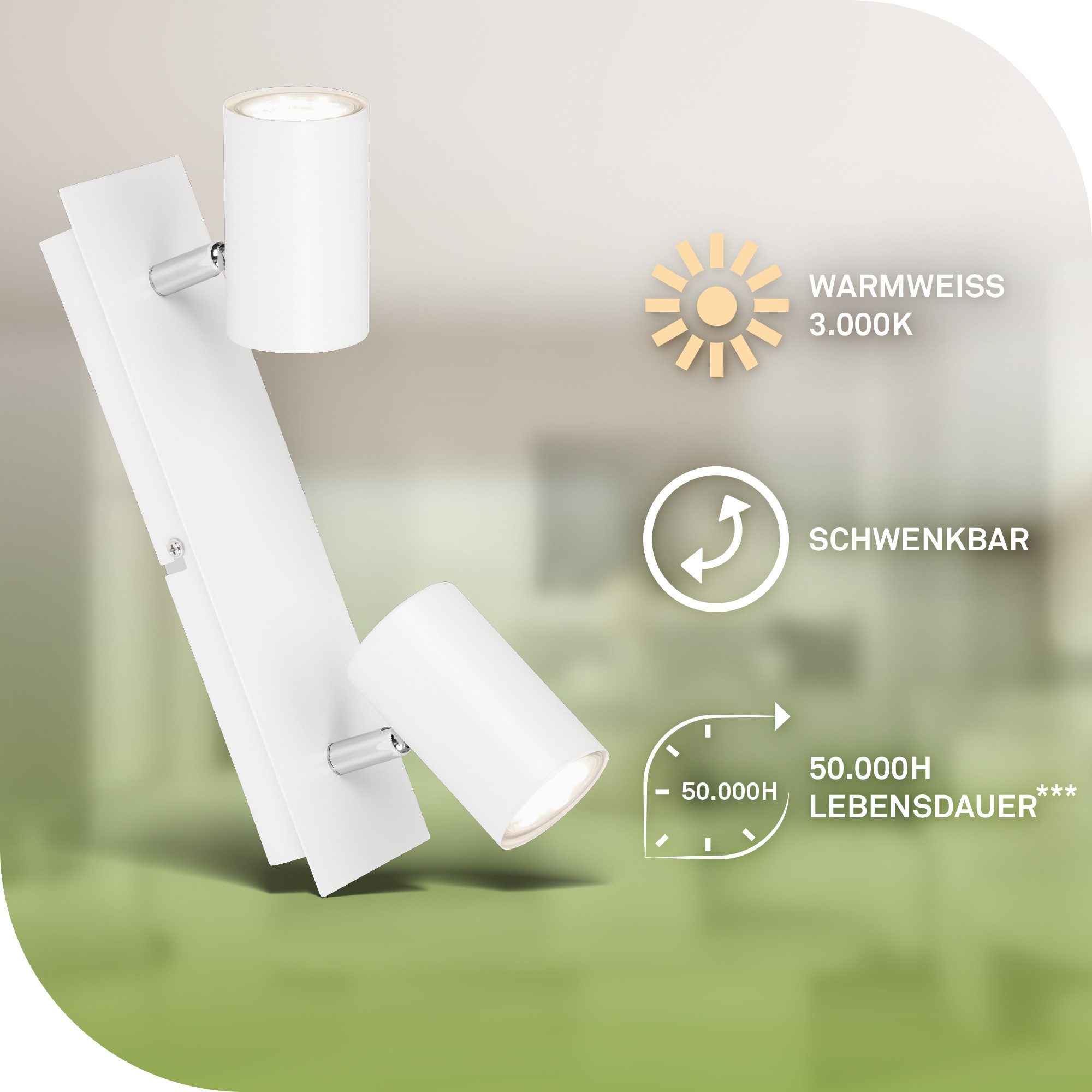 Briloner Leuchten Deckenspot LED Wandlampe Innen Wohnzimmer GU10, Energieeffizient inkl. Leuchtmittel, ohne Leuchtmittel, 2700K - Extra - Warmweiß, Wandlampe, 12x8x12,3cm, Schwarz, max.40W, GU10, Innen, Wohnzimmer