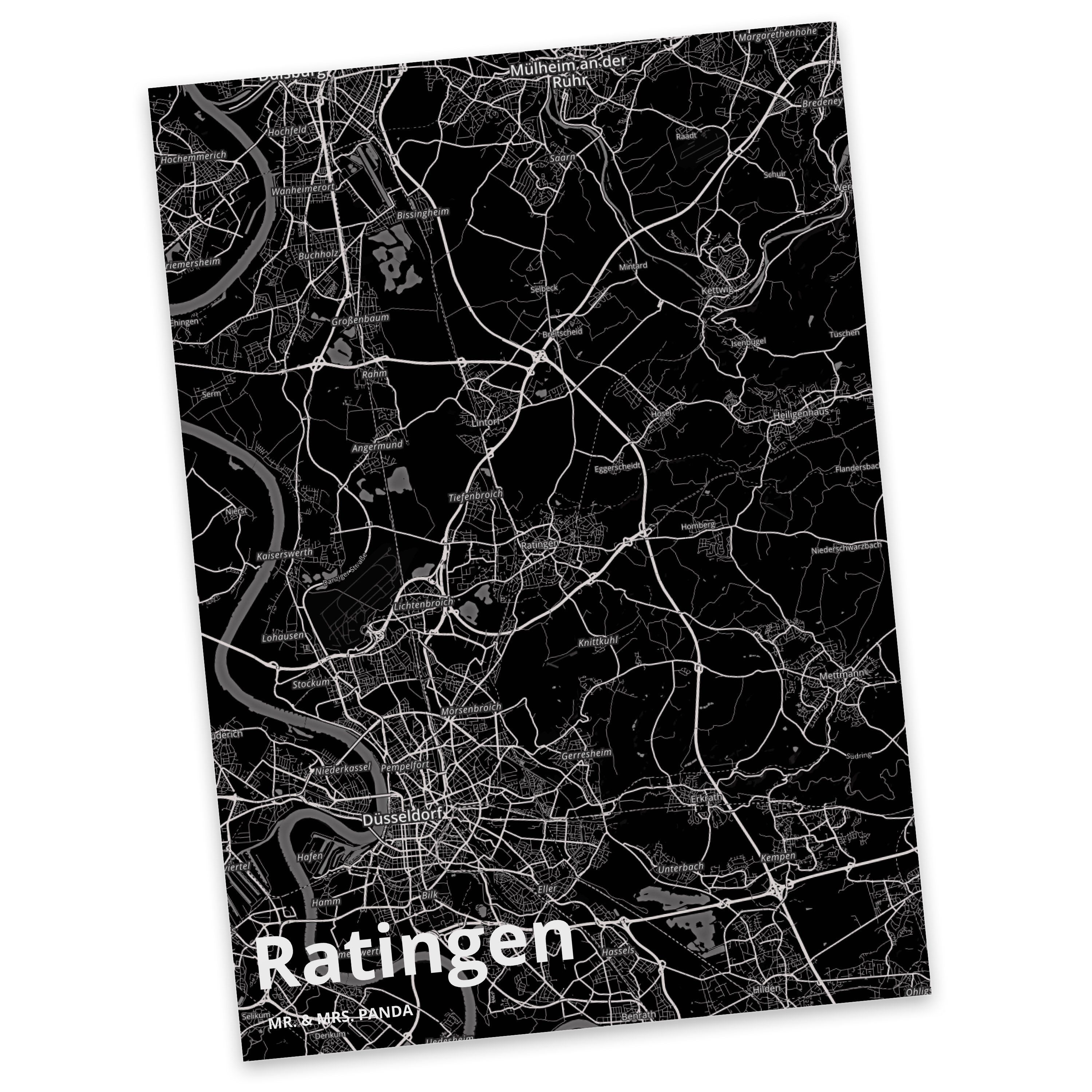 Mrs. Ratingen - Stadt Landkarte Postkarte Map Mr. Panda Geschenk, Dorf Karte & Geburtstagskarte,