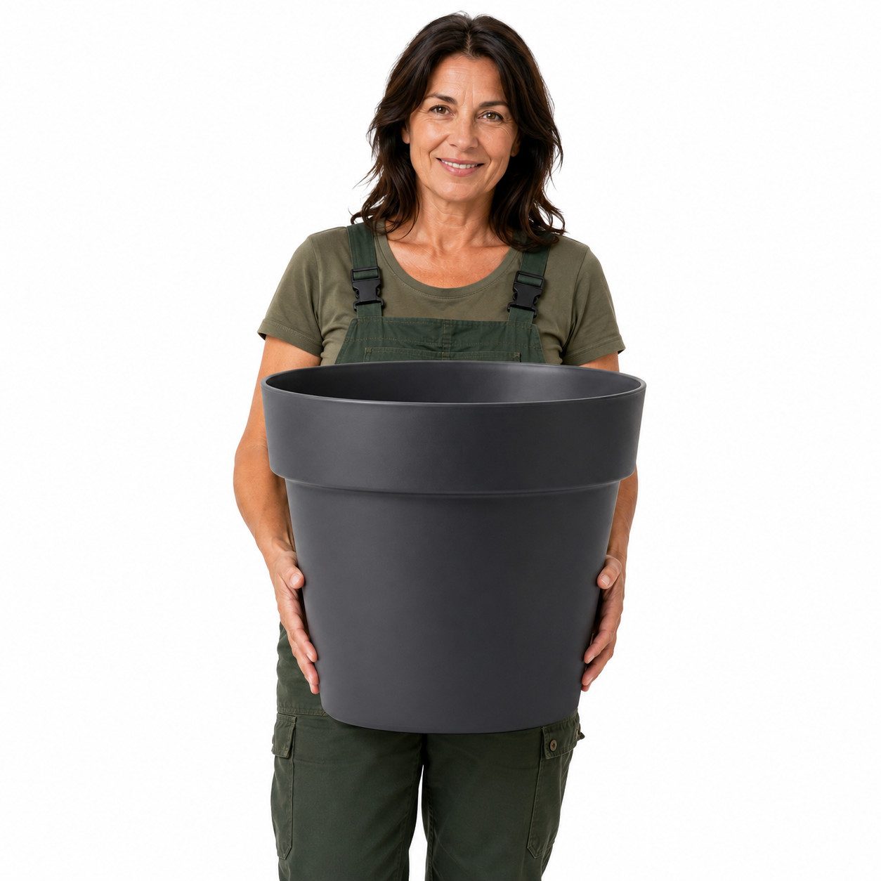 BigDean Blumentopf Pflanzkübel groß Anthrazit Classic mit integriertem Wasserspeicher (1 St), Wetterfester Kunststoff, Integrierter Zwischenboden