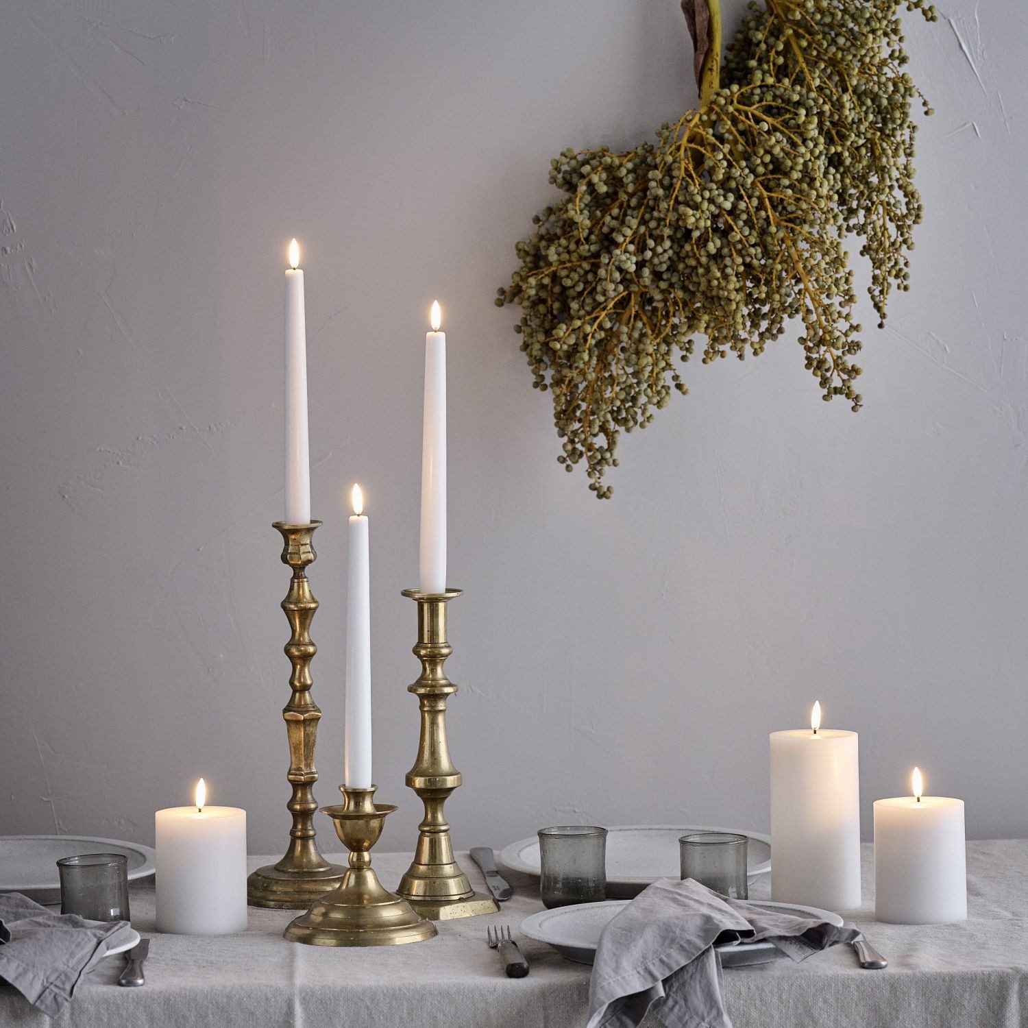 UYUNI Lighting LED-Kerze Stabkerze Nordic White Smooth 25,5 cm (Set, 2-tlg) günstig online kaufen