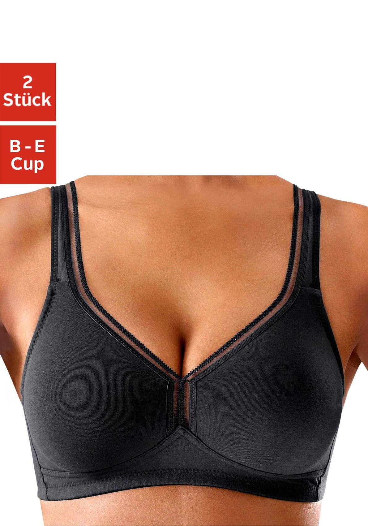 Baumwolle, 2 aus Dessous Bügel Stück) petite Basic (Packung, ohne fleur T-Shirt-BH schwarz+weiß