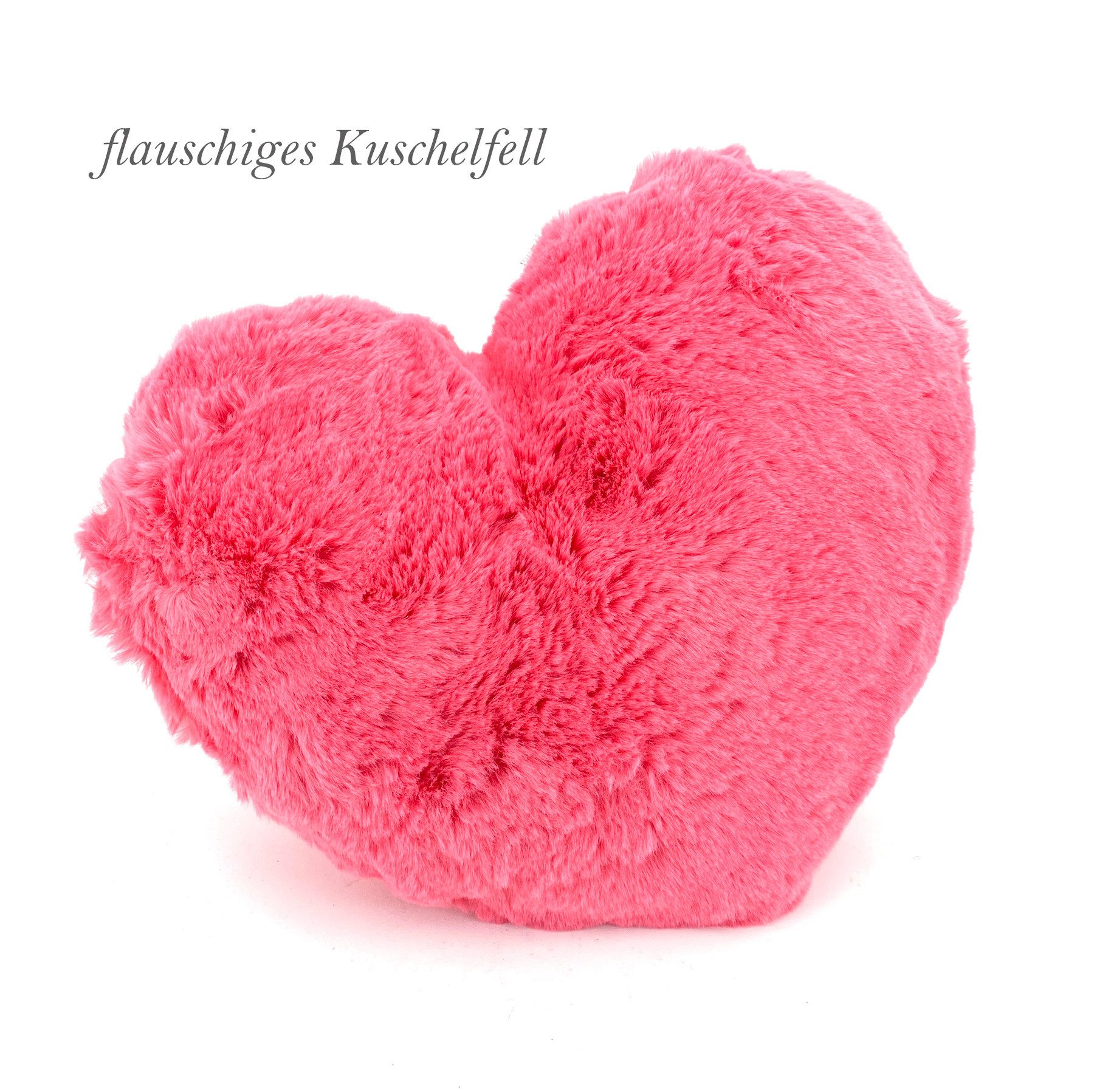heimtexland Dekokissen Fell Kuschelkissen Plüsch Herz XL Deko Herzkissen, super weich und flauschig, Allergiker geeignet, atmungsaktiv, waschbar