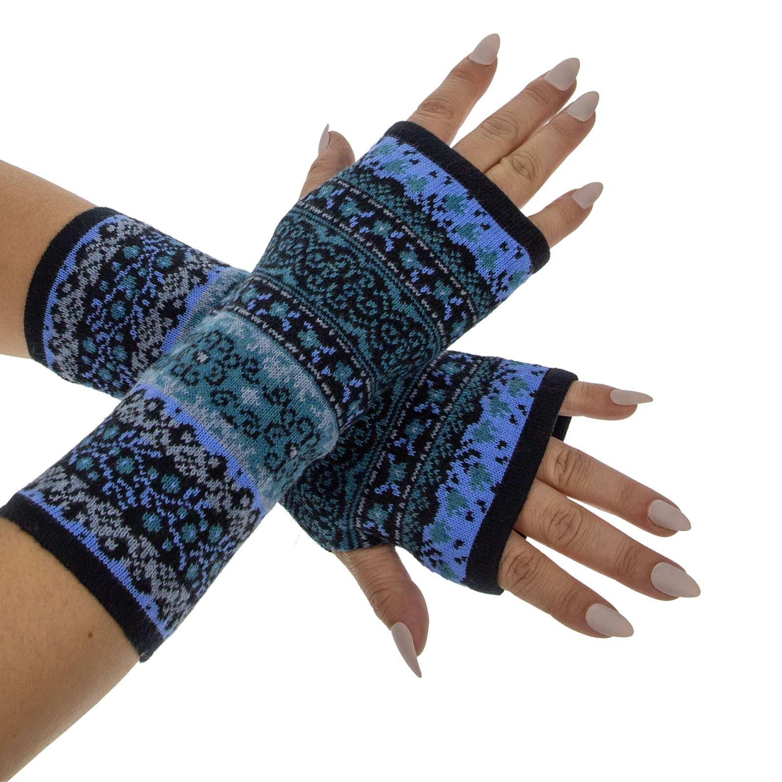 KUNST UND MAGIE Armstulpen Armstulpen Handwärmer Handschuhe Pulswärmer extrafeiner Jacquardstoff