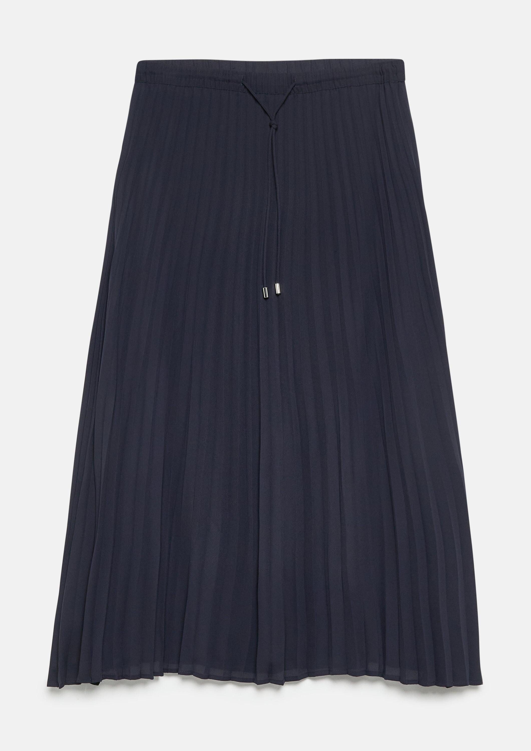 comma Midirock Rock Femininer Chiffon-Plissée-Midirock mit lässigen Tunnelzugdetails