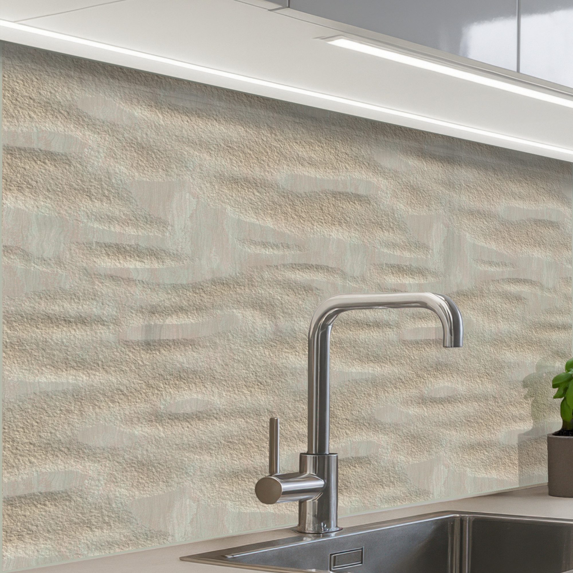 KitchenYeah Küchenrückwand Muster selbstklebend (keine Folie) Stein - Beige - Textur, (1-tlg), Spritzschutz, Küche, Rückwand, Küchenwand, Küchenfront, 30x20 cm