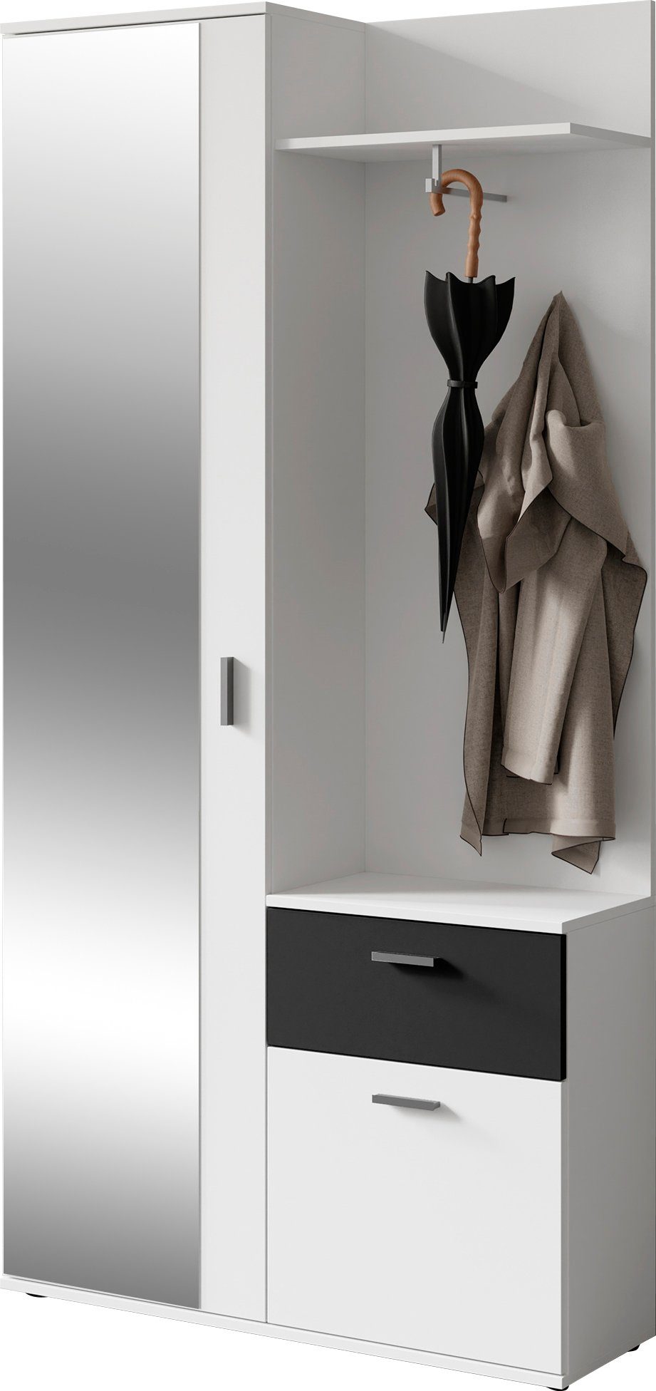 byLIVING Kompaktgarderobe Jakob mit großem Spiegel und Ablage, Breite 97 cm