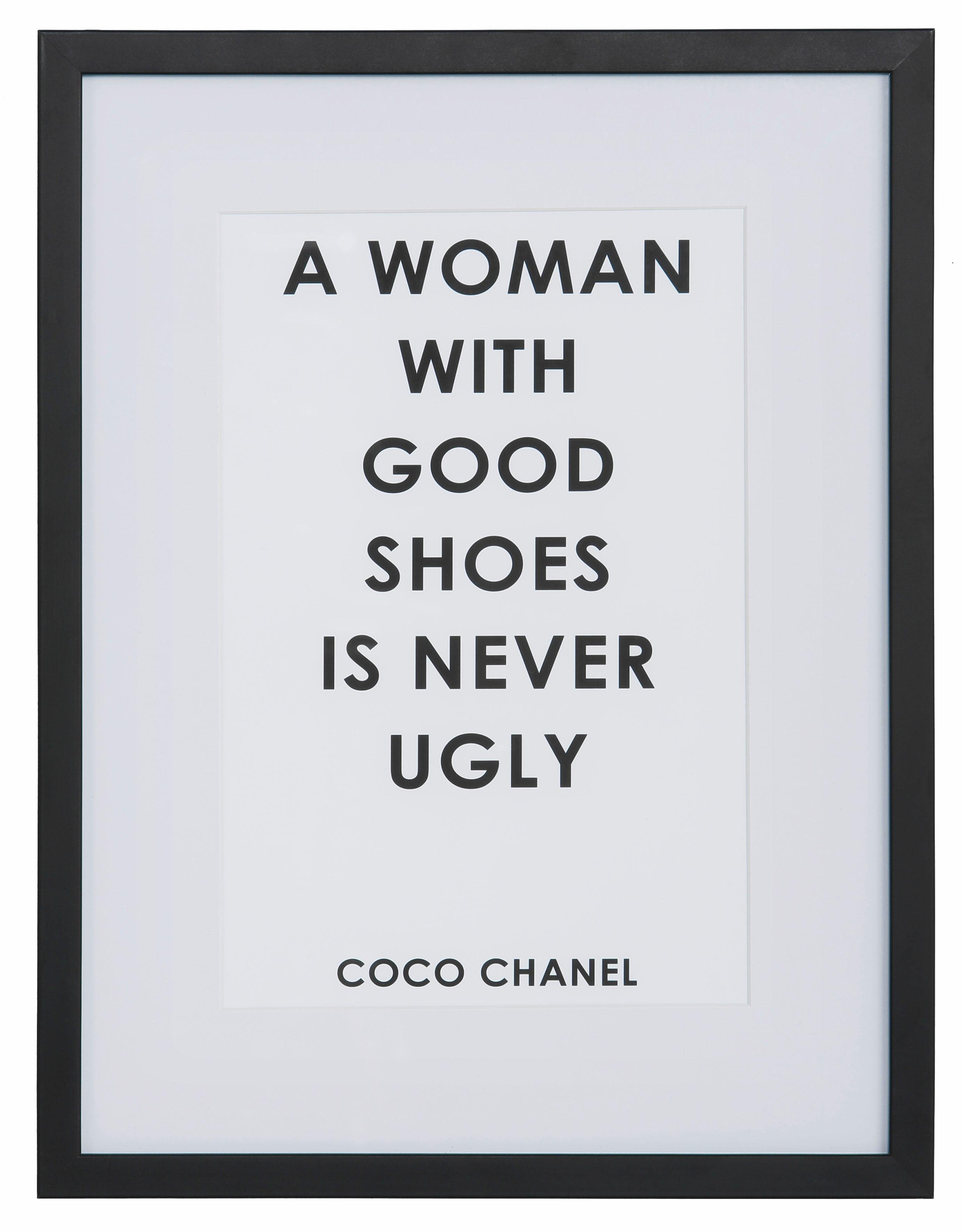 OTTO home Bild Zitat Coco Chanel, Motivationsbilder, Schriftzug, Schriftzüge, Schwarz-Weiß, Sprüche & Texte, HD Premium Poster-Druck inkl. Holzrahmen