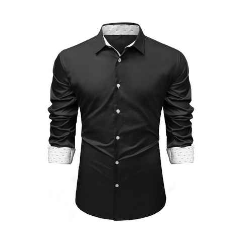 JMIERR Businesshemd Businesshemd Langarm Freizeithemd Herrenhemden Casual Für Anzug S-2XL Regular Langarm Kentkragen Uni