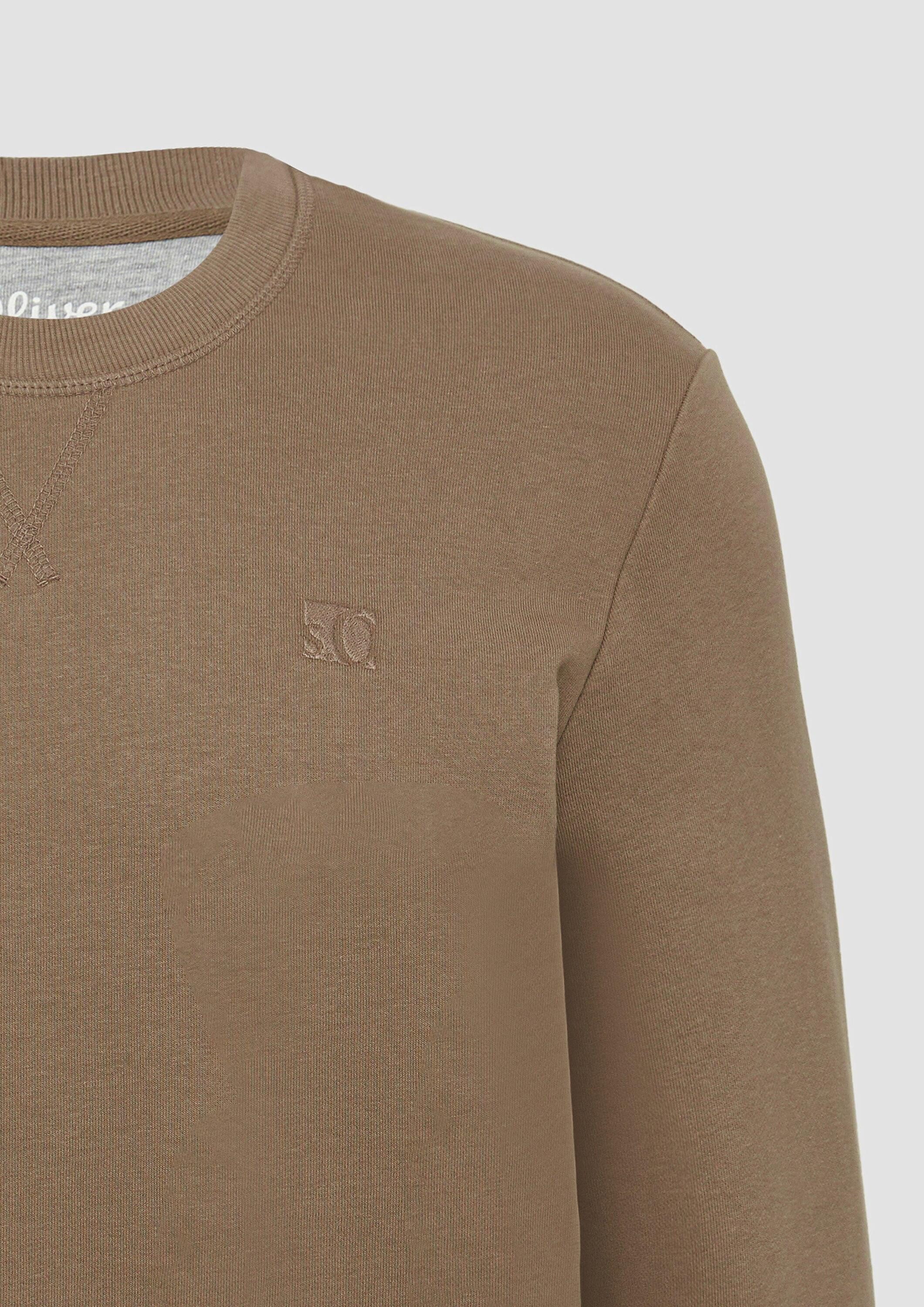 s.Oliver Sweatshirt Sweatshirt Crew Neck-Sweatshirt aus Baumwollmix mit Logo-Stickerei